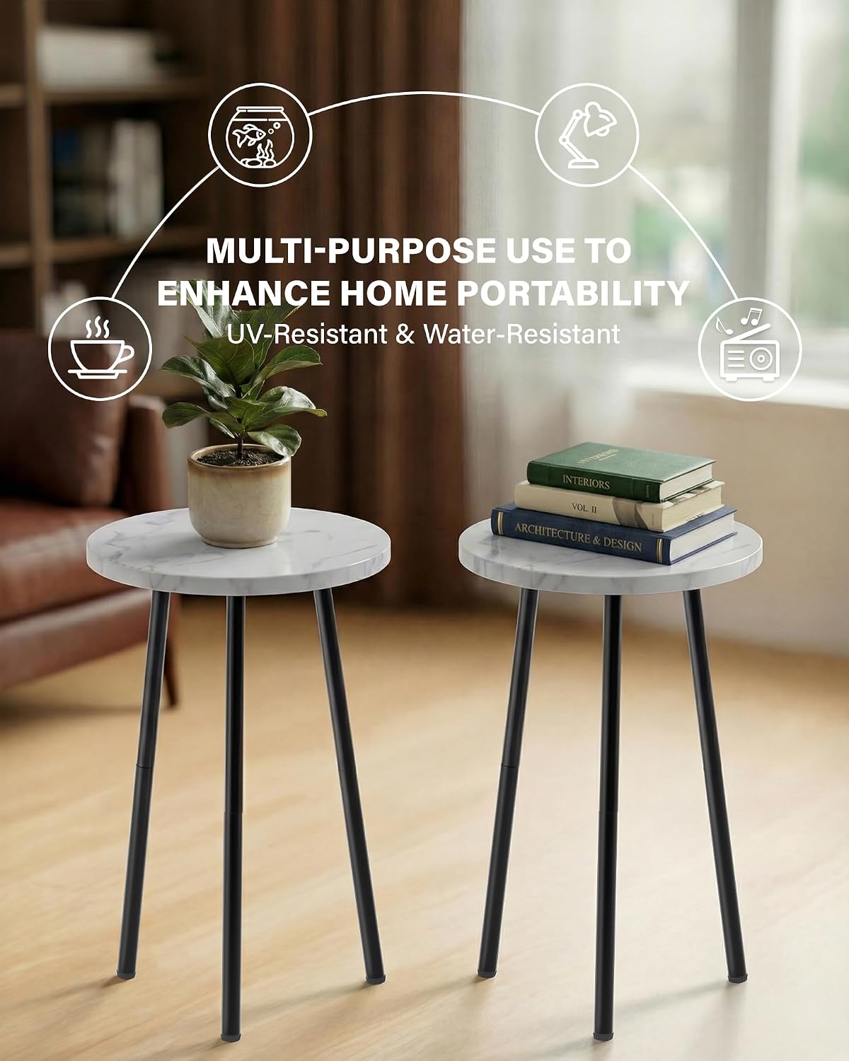Plant Stand Indoor 2 Pack: Corner Wood 20 Inch Plant Stand - Plant Table | Mid Century Modern Decor - Small Round Plant