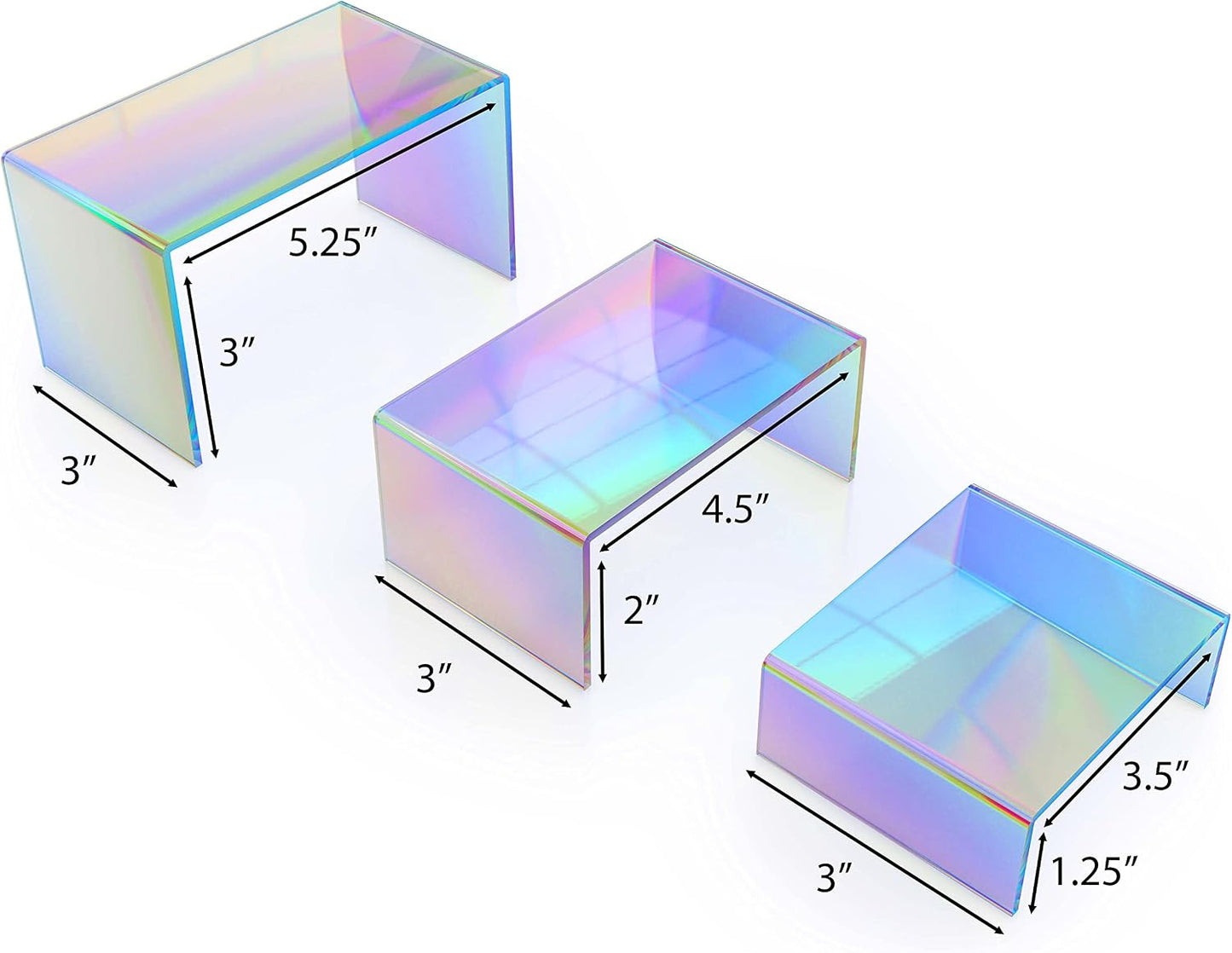 Rainbow Iridescent Acrylic Display Risers / Set of 6