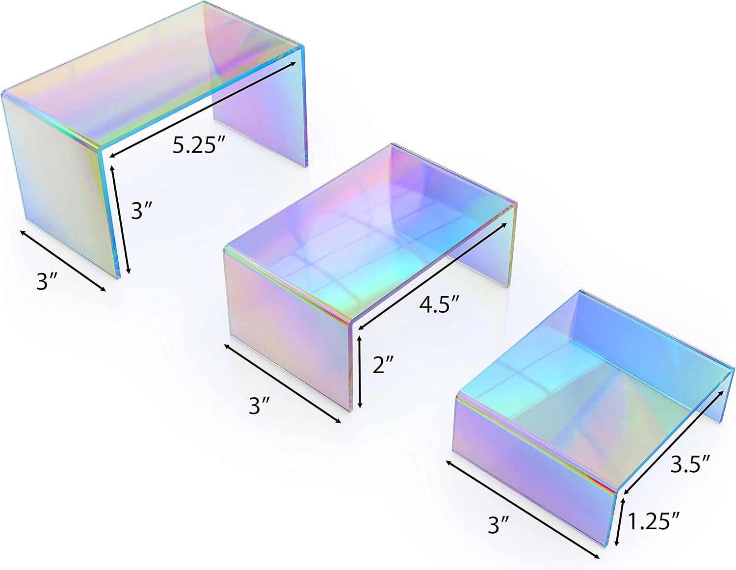 Rainbow Iridescent Acrylic Display Risers / Set of 6