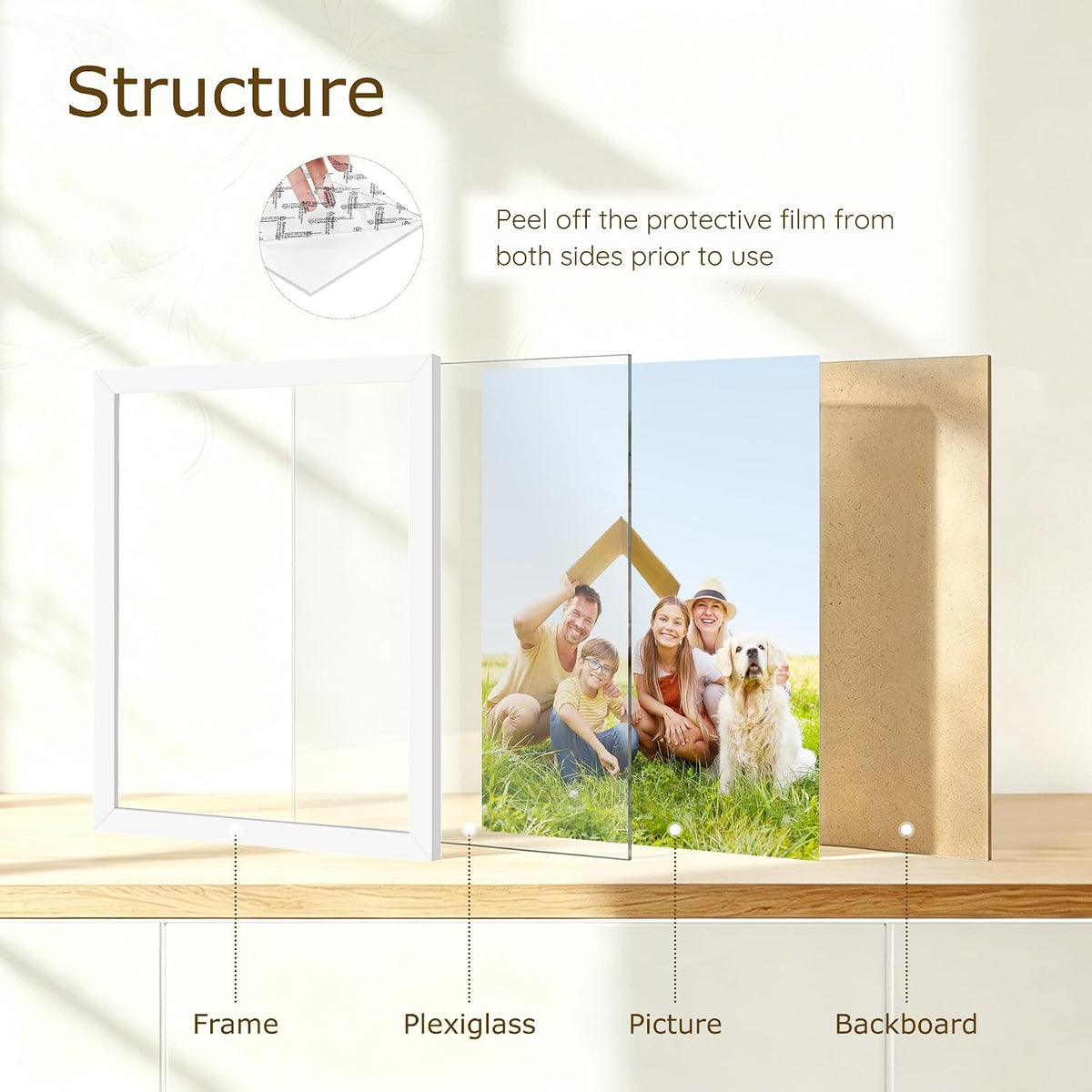 Wiscet 8x10 Picture Frame Set of 16, for Wall or Tabletop Display, White | Photo Frame with HD Plexiglass