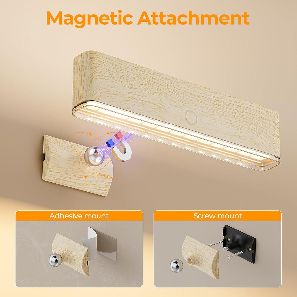 MOITA Magnetic Wireless Battery Operated Wall Sconce, Rechargeable Remote Control & Touch Control Wall Sconces Set of