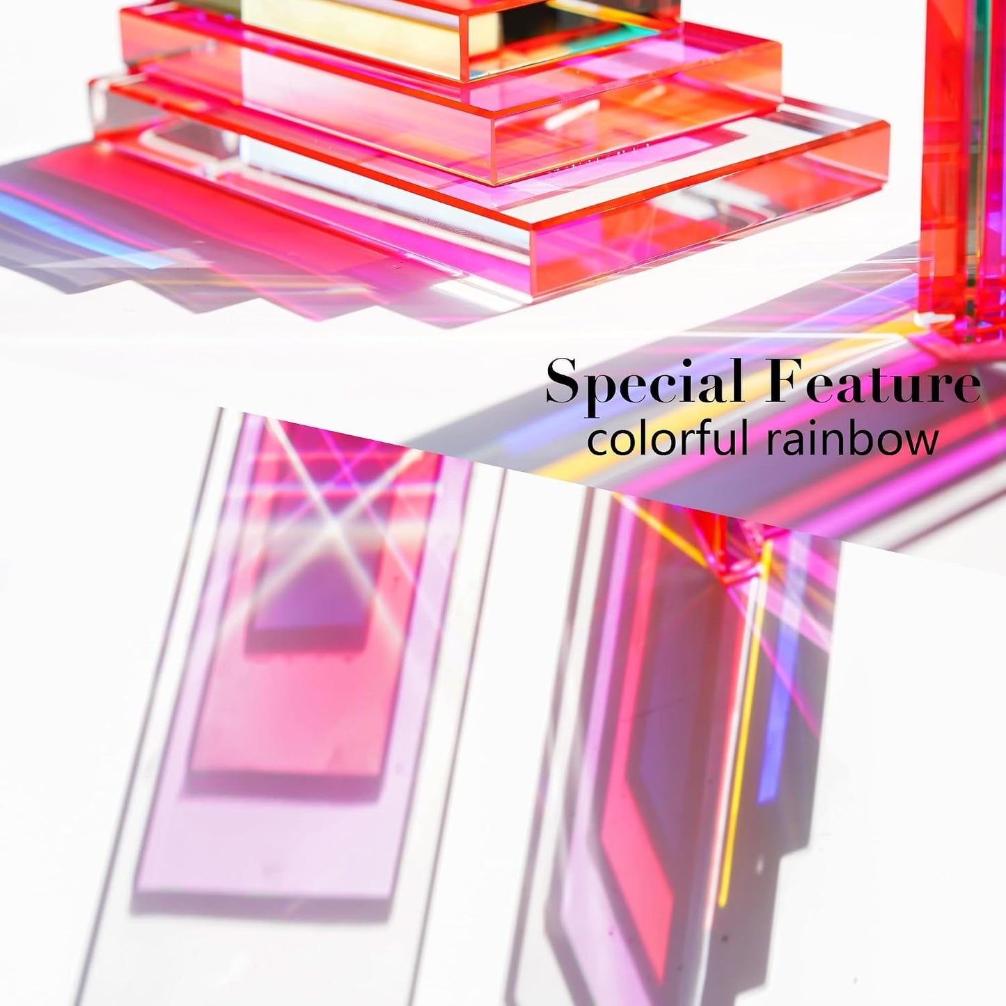 6Lbs Heavy Crystal Bookends Geometric Crystal Bookends Decorative Bookends / Square