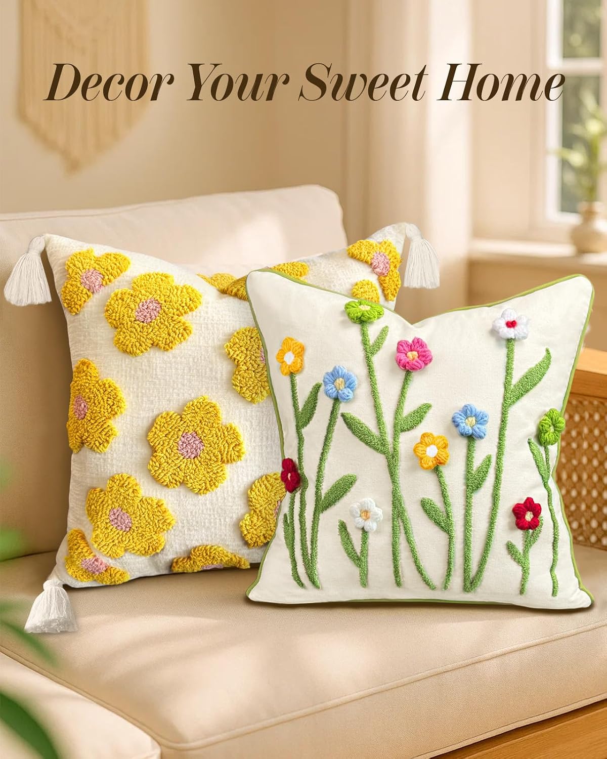 Throw Pillow Covers / Colorful Floral / 18 x 18