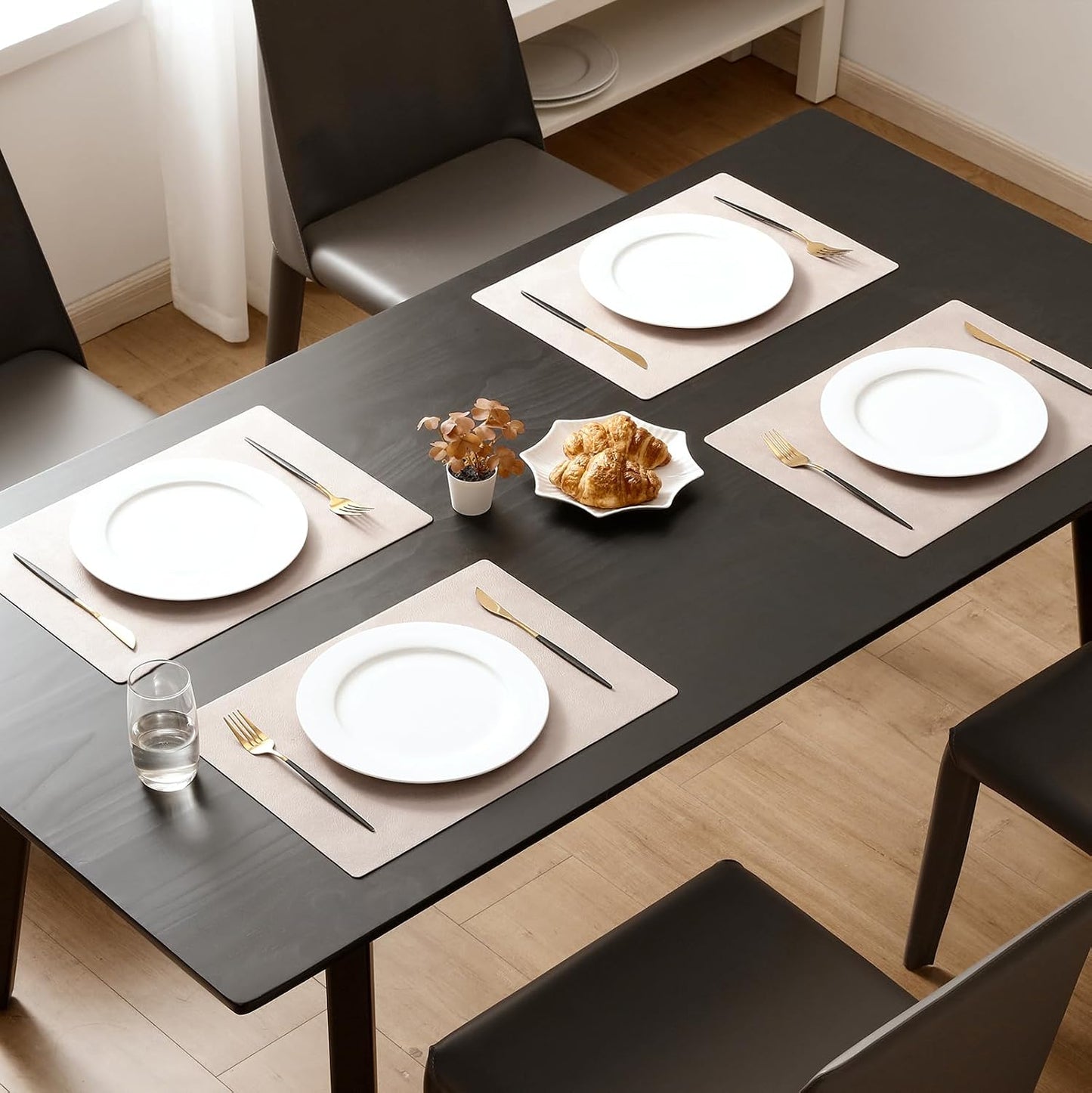MOSAYT Vinyl Placemats Set of 12-12 X 17 Inch - Faux Leather 100% Waterproof Oil-Proof Wipeable PU Place Mats, Heat