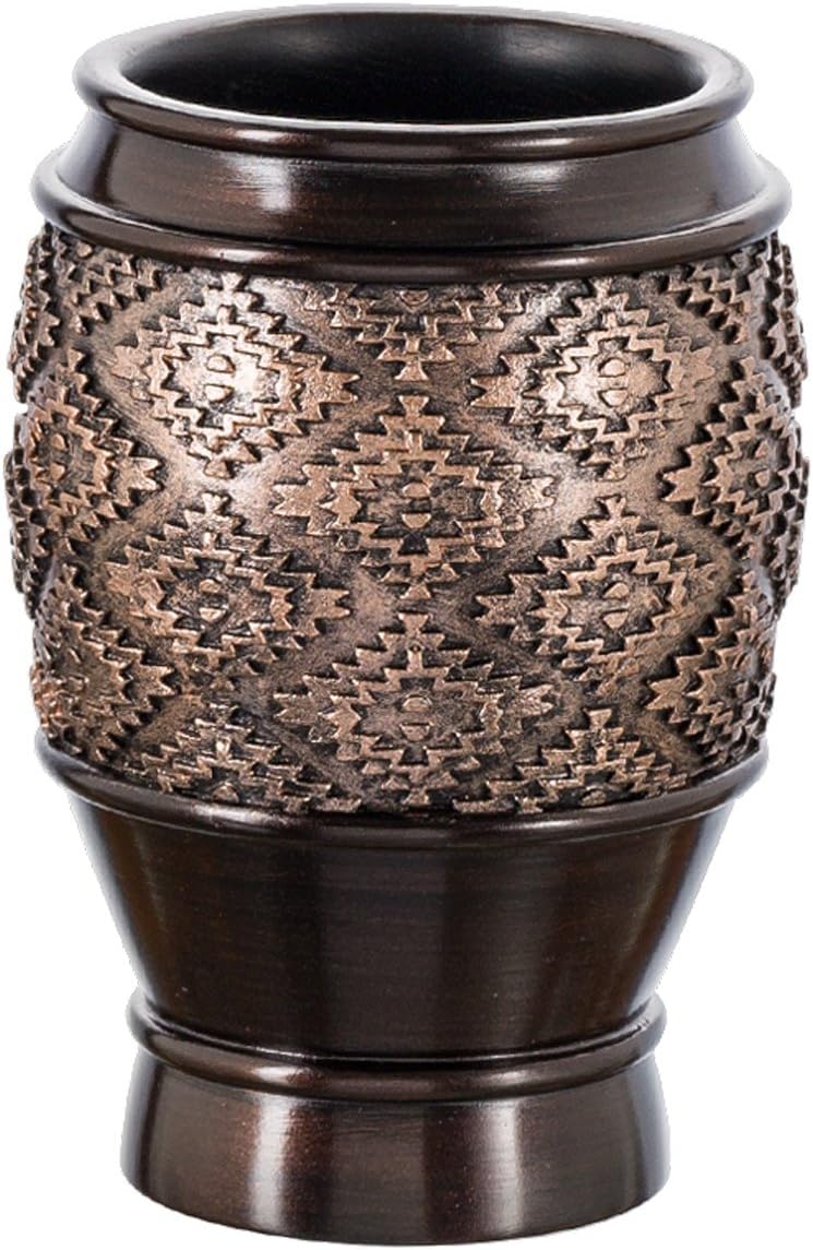 Creative Scents Dublin Brown 4 Piece Bathroom Accessory Set | Includes Soap Dispenser, Toothbrush Holder, Tumbler Cup &