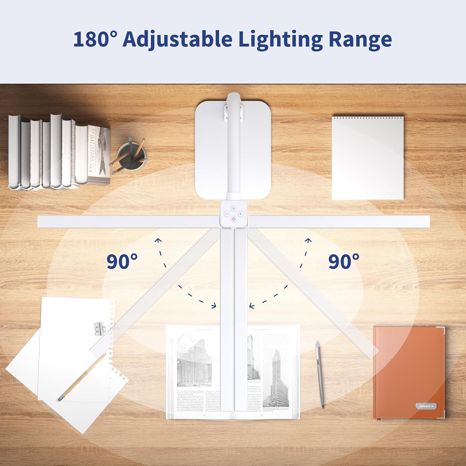 LED Desk Lamp Architect Task Light Dual Head Modern Flexible Gooseneck Tall | Dimmable Light for Home Office, 5 Color