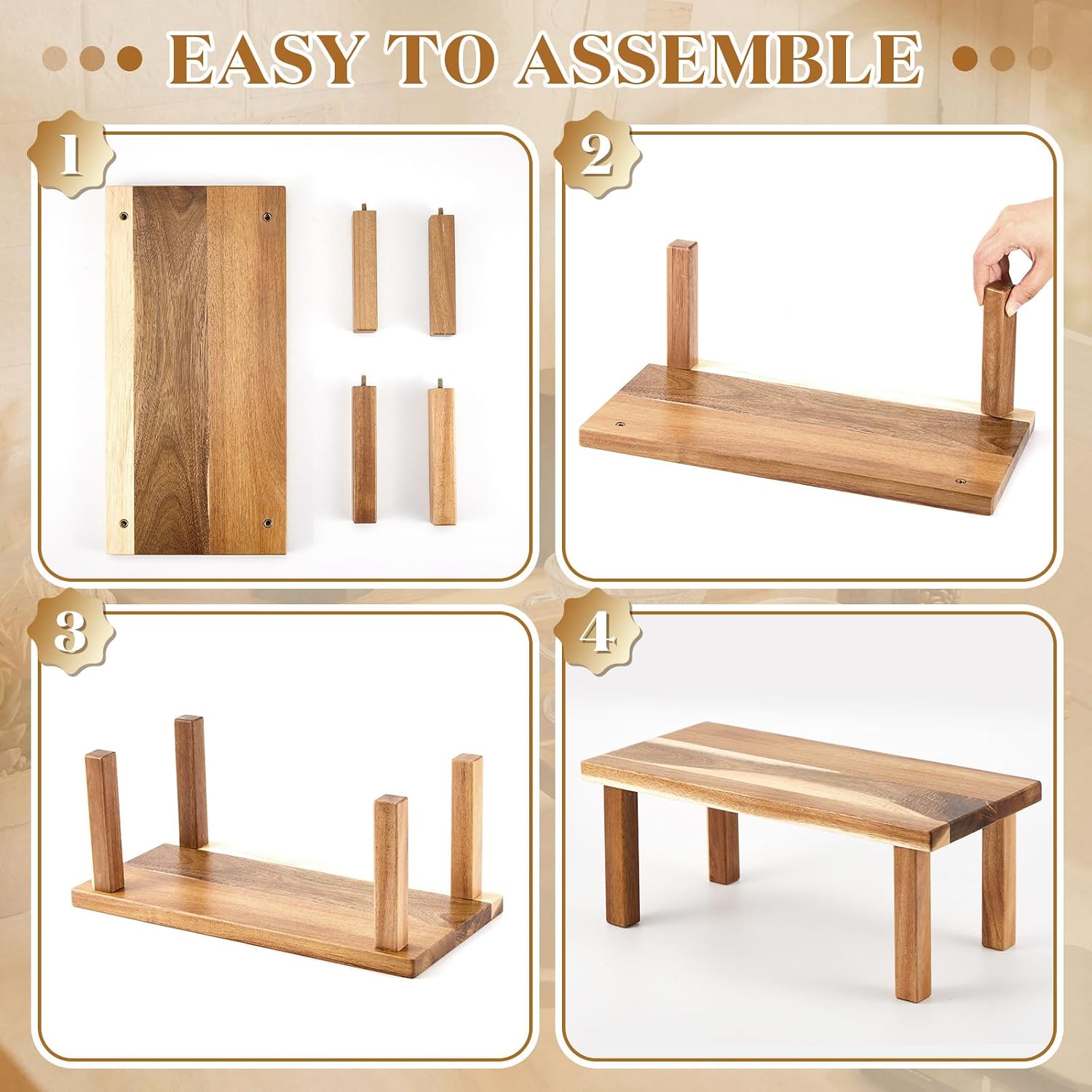 Extra Large Acacia Wooden Riser Wooden Countertop Organizer Display Shelf for Top / 16 x 8 x 6.5