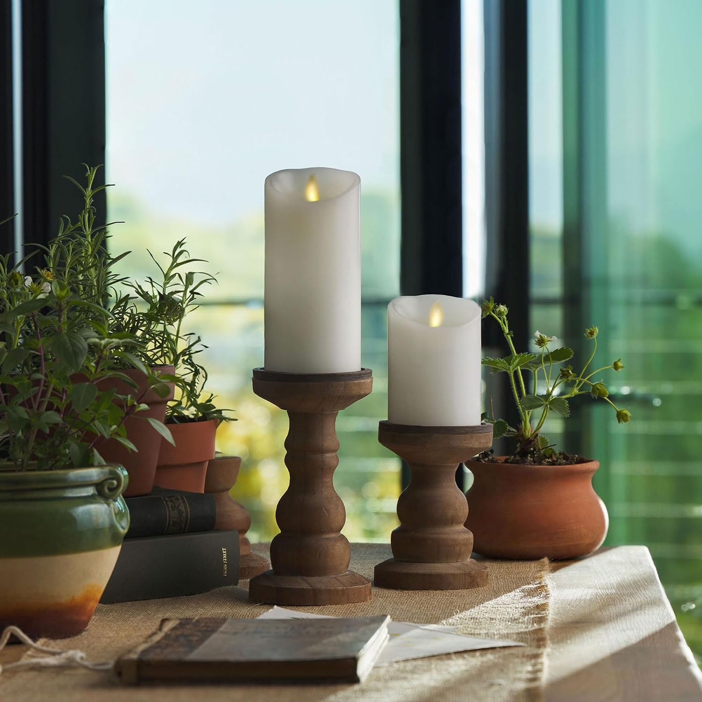 Luminara - Flameless LED Battery Operated Flickering Pillar Candles - White - Pack of 1-3x4.5 - Realistic Moving Flame