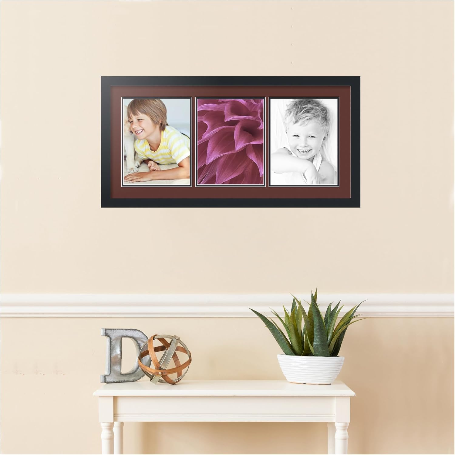 ArtToFrames Collage Picture Frame 3 Opening 3-8.5x11 Photo Frame | Made in USA | Black Frame Maroon and Black Mats
