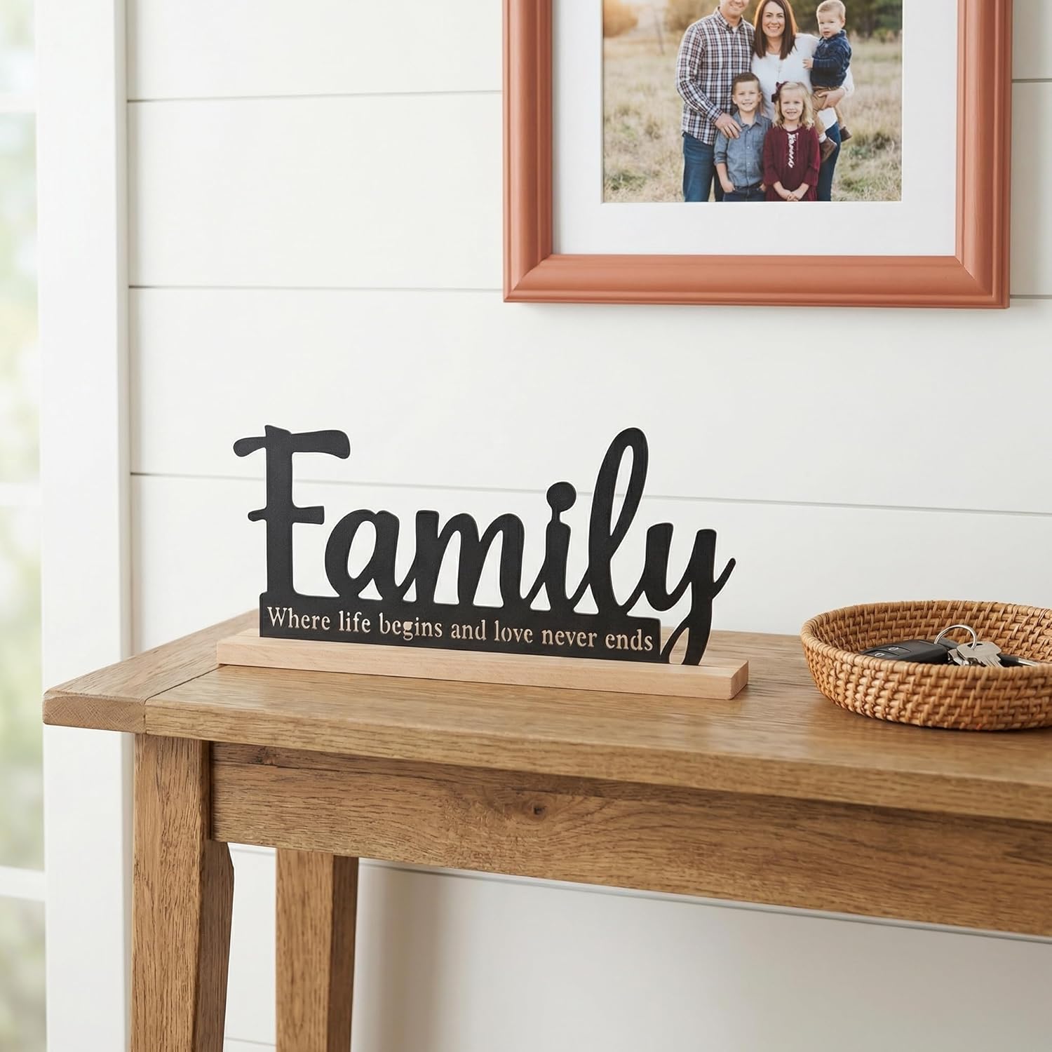 Metal Family Sign for Tabletop Decor / Black-family / 11.6 Inch