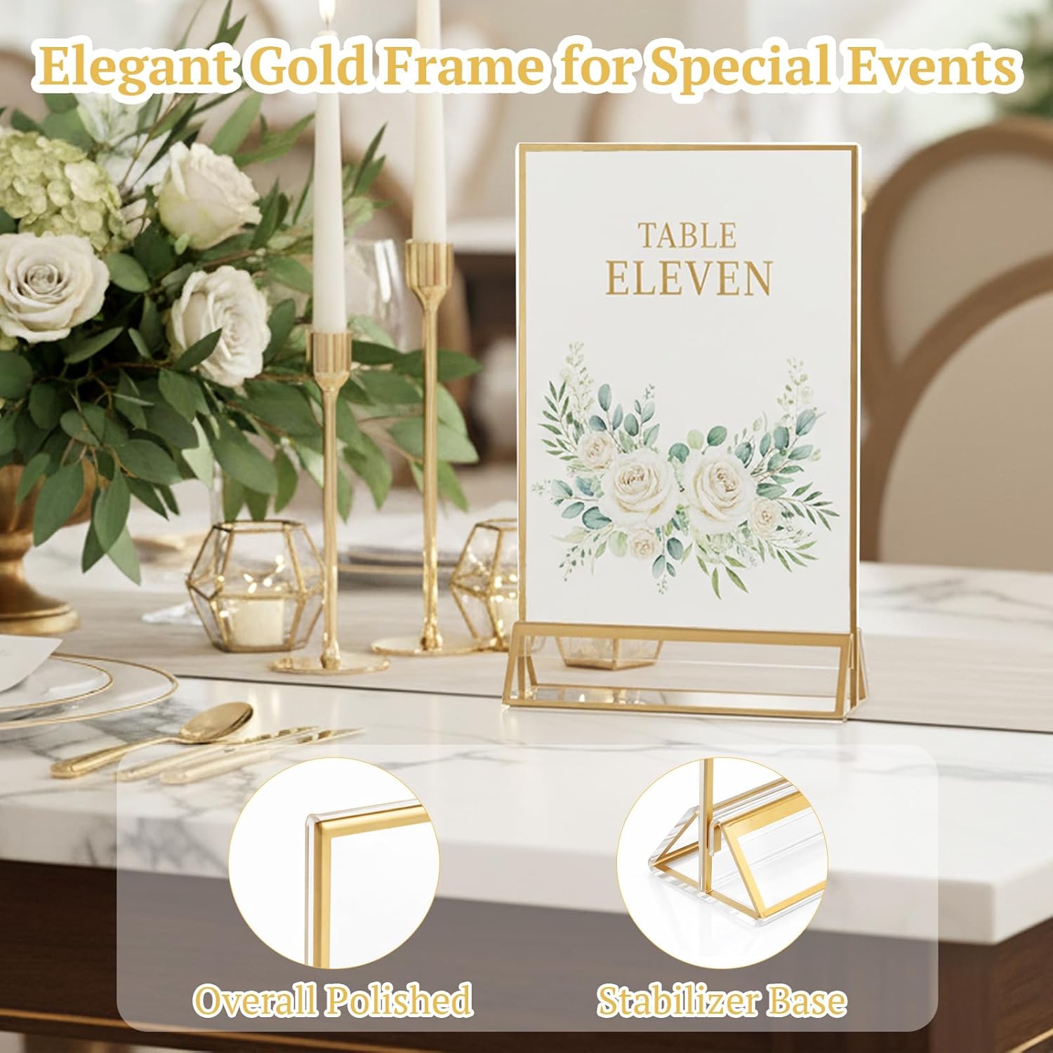 Acrylic Sign Holder / 5 x 7 / Gold Inch / Set of 12