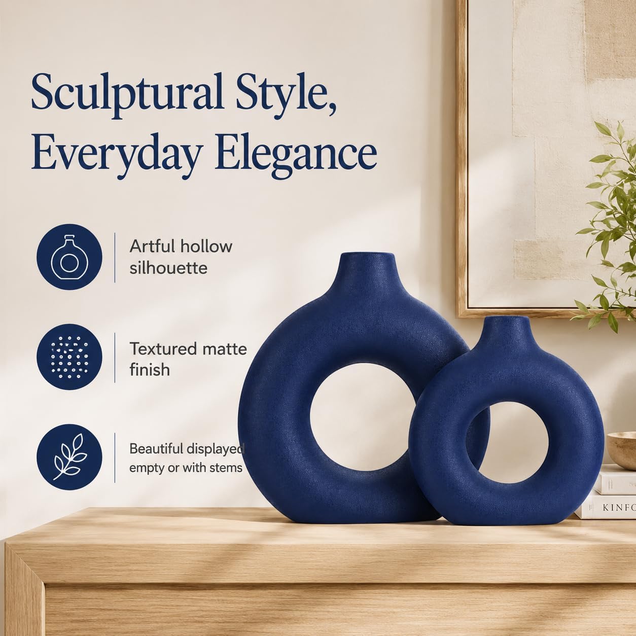 Navy Ceramics Vase / Blue / Set of 2