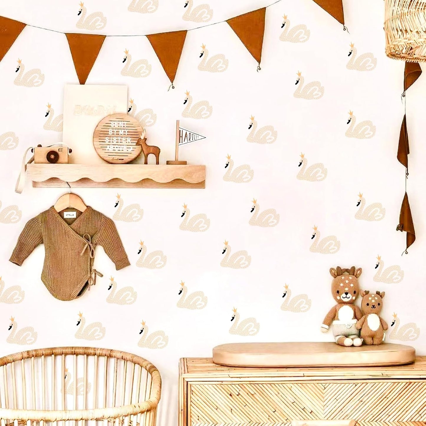 Wall Decals Peel and Stick Boho Nursery Wall Stickers Watercolor Animal Removable Swans / Swan