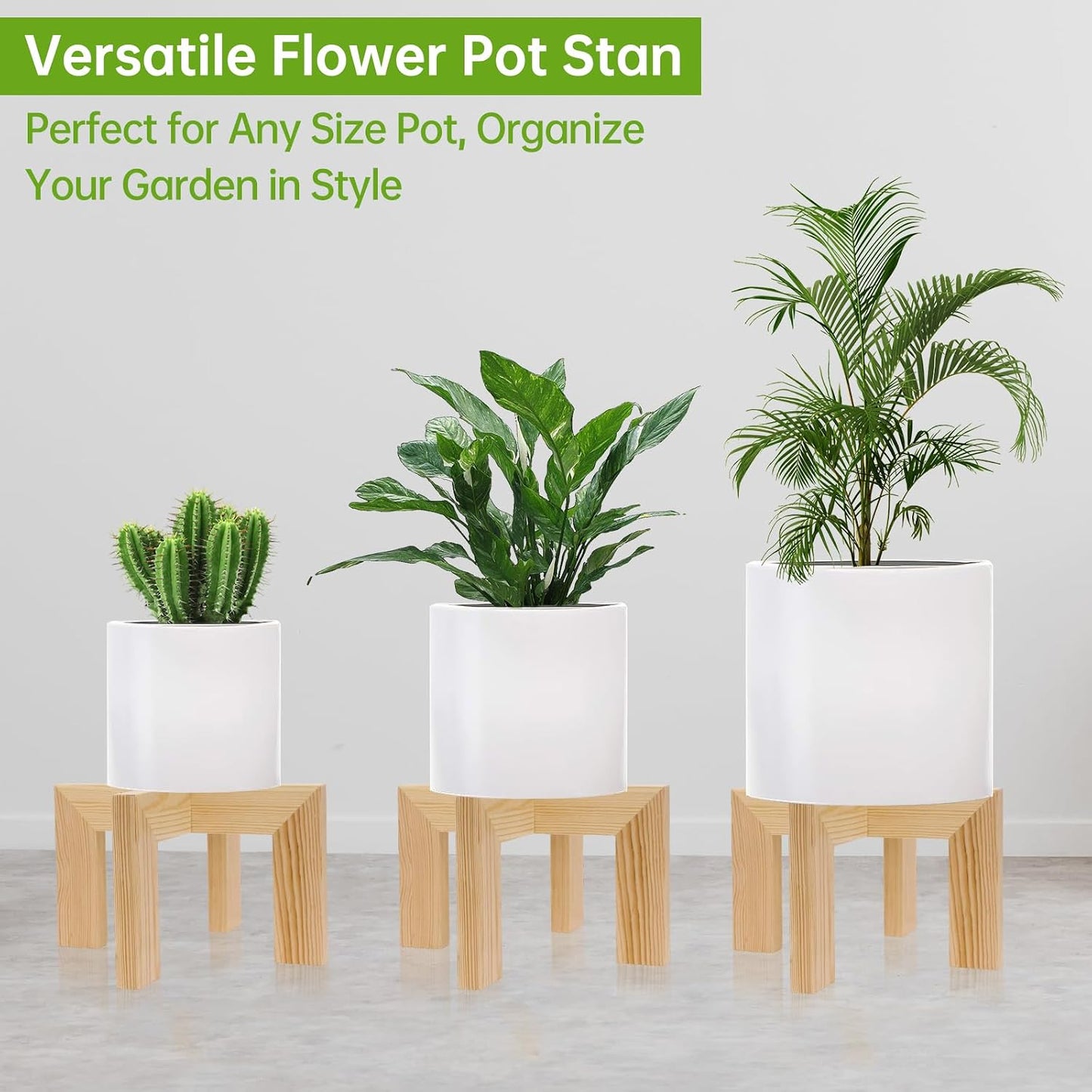 2 Pack Wood Plant Stand Indoor Holders for Plants, Sturdy Flower Pot Stands Plants Shelf, Wooden Stool for Patio Plant