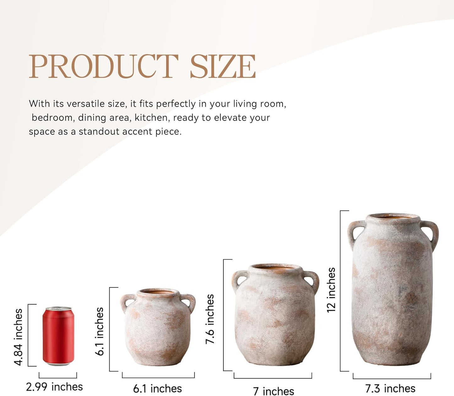 Tall Ceramic Farmhouse Rustic Table Vases / 12" Retro / 12 Inch