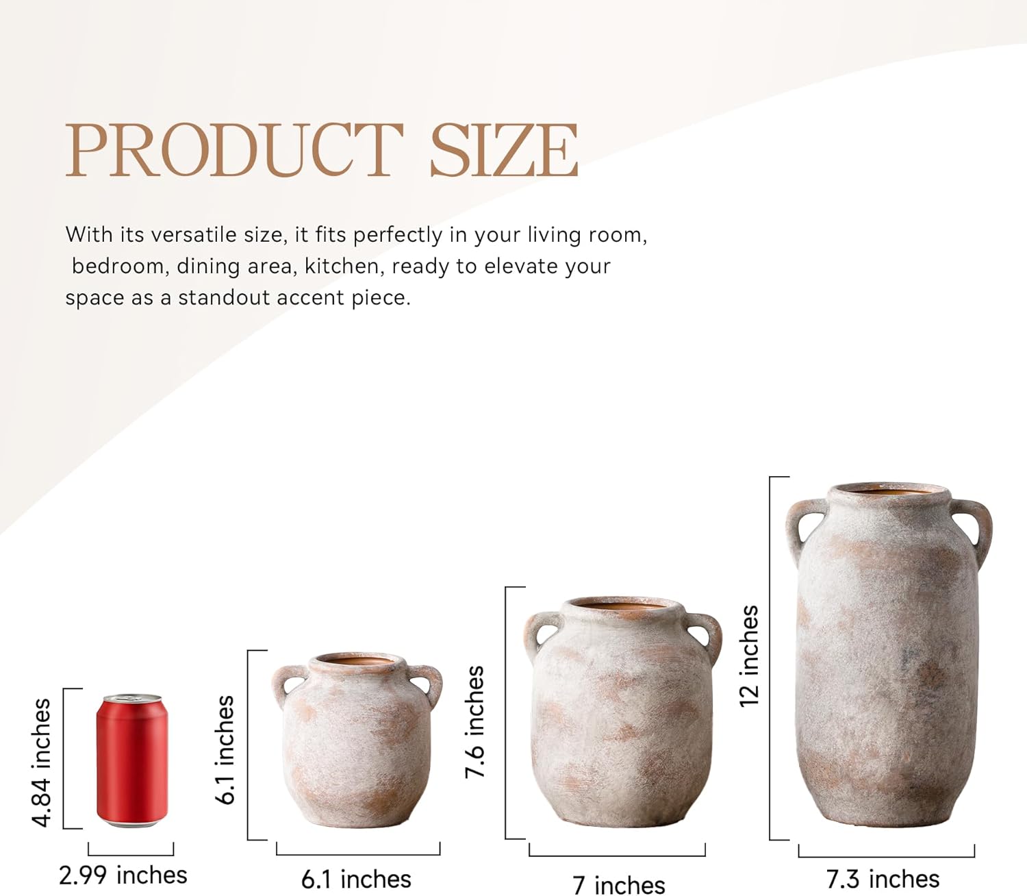 Tall Ceramic Farmhouse Rustic Table Vases / 12" Retro / 12 Inch
