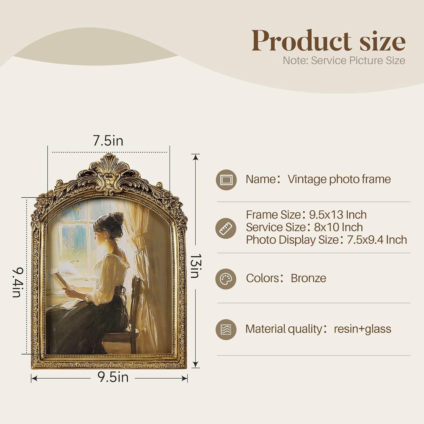 Picture Frame Vintage Gold Frames / Gold Arch / 8 x 10