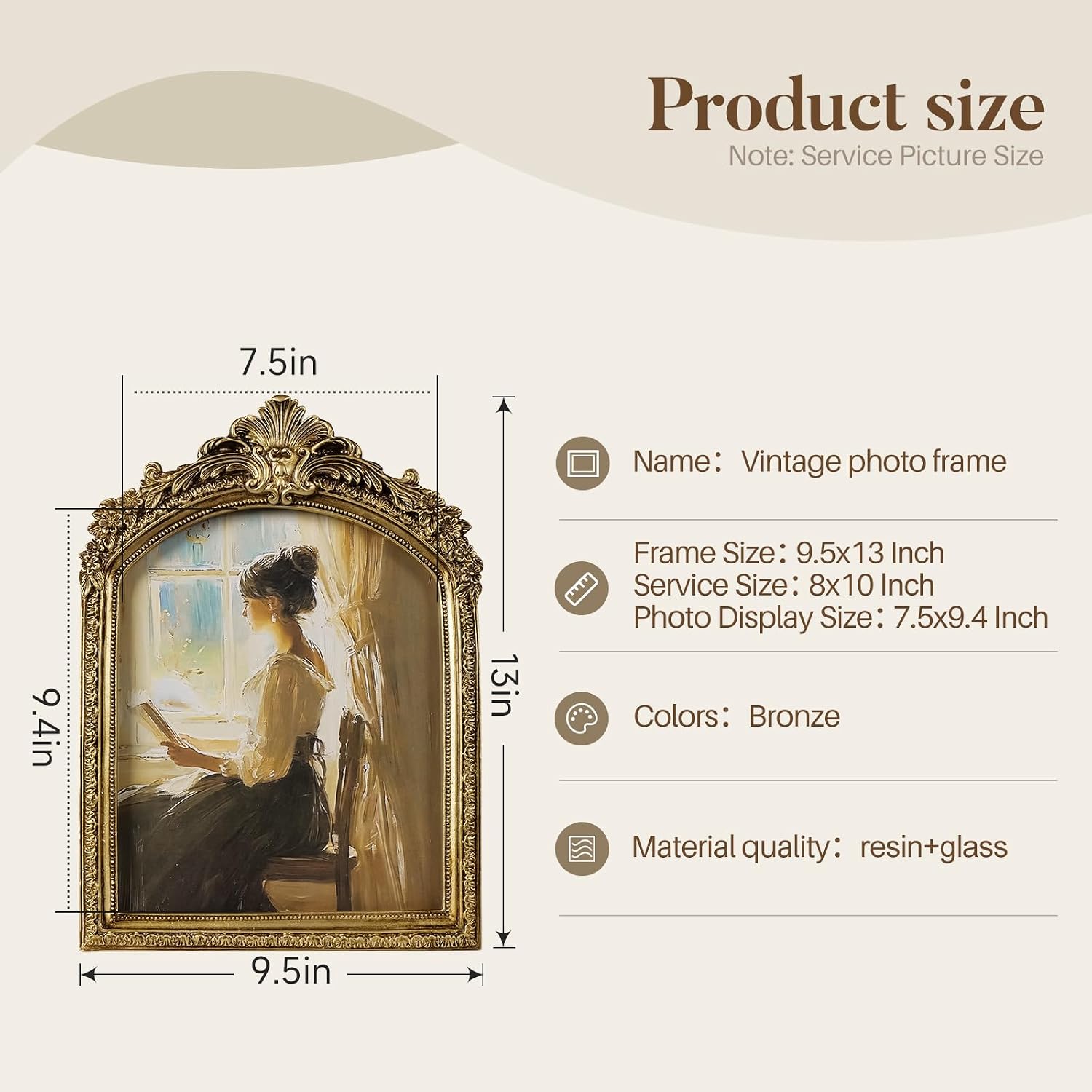 Picture Frame Vintage Gold Frames / Gold Arch / 8 x 10