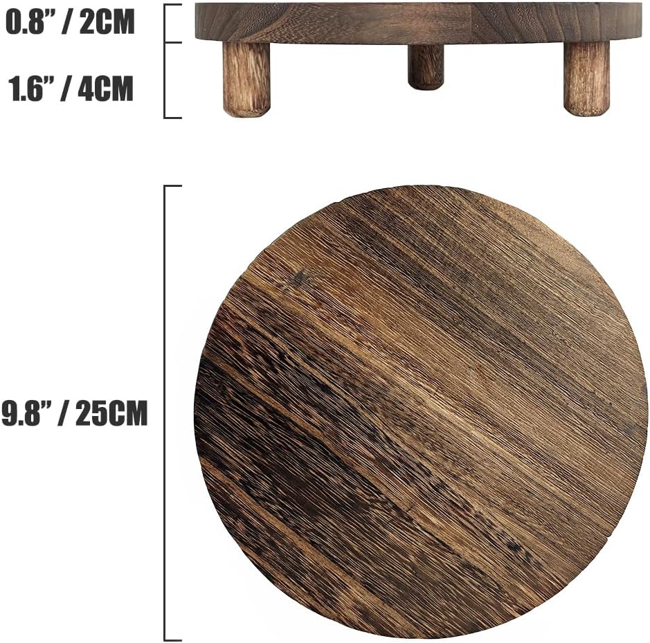 Plant Riser Desktop Plants Stand Wood Stool Mini Risers for Top Pots Indoor / Brown / 9.8 Inches
