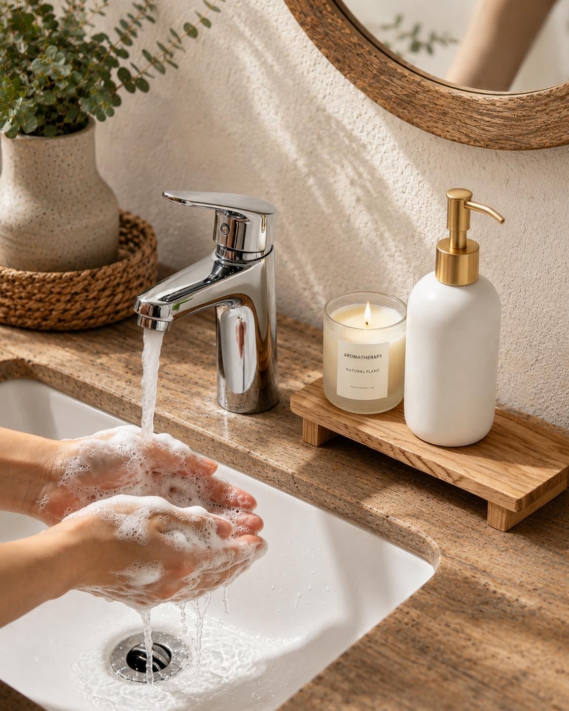 Farmhous Boho Bathroom Decor Organizer