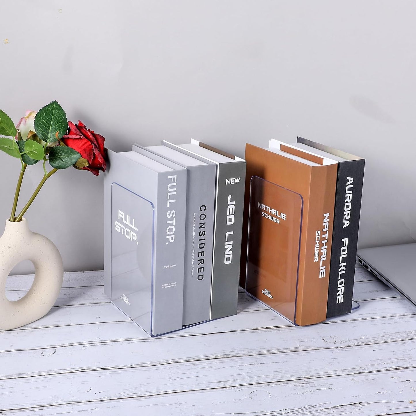 Acrylic Book Shelf Organizer for Desk / Clear / Set of 12