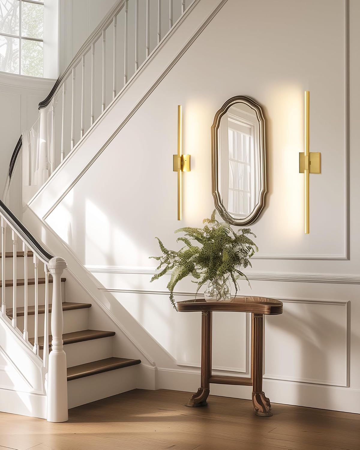 Rayogale Gold Battery Operated Wall Sconces with Remote Control | 3000/4500/6000K Dimmable 8000mAh Wireless