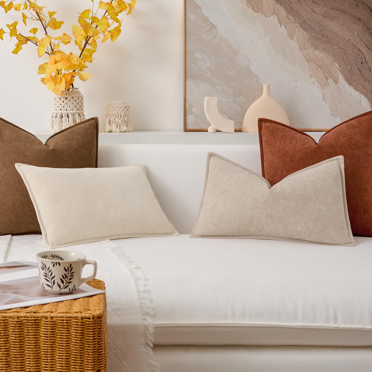 Kevin Textile Waterproof Decorative Pillow Covers Soft Boucle Textured / 18 x 18 / Beige / Set of 2