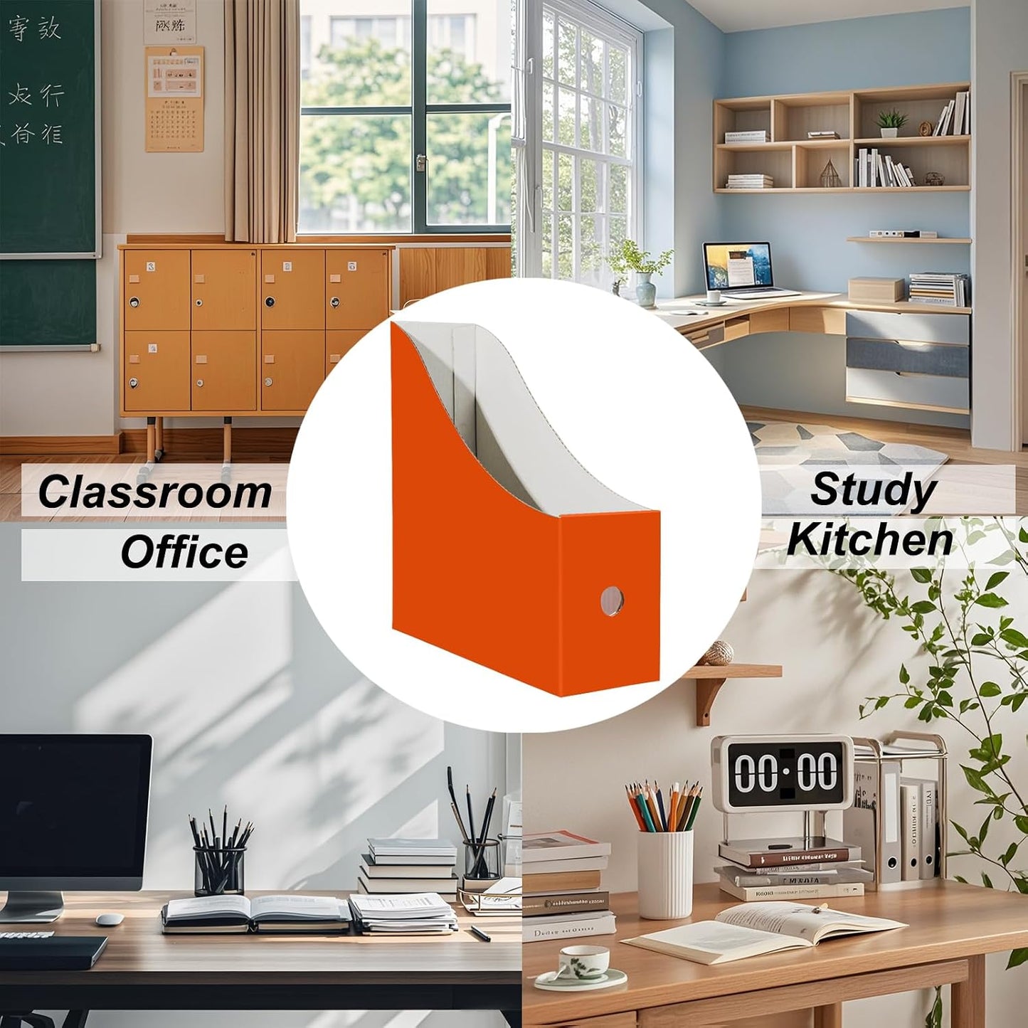 Limitliho 24 Pack Orange-Red Cardboard Magazine Holder for Desk or Shelves | 10.6''H×10.2'L×3.5''W Magazine File