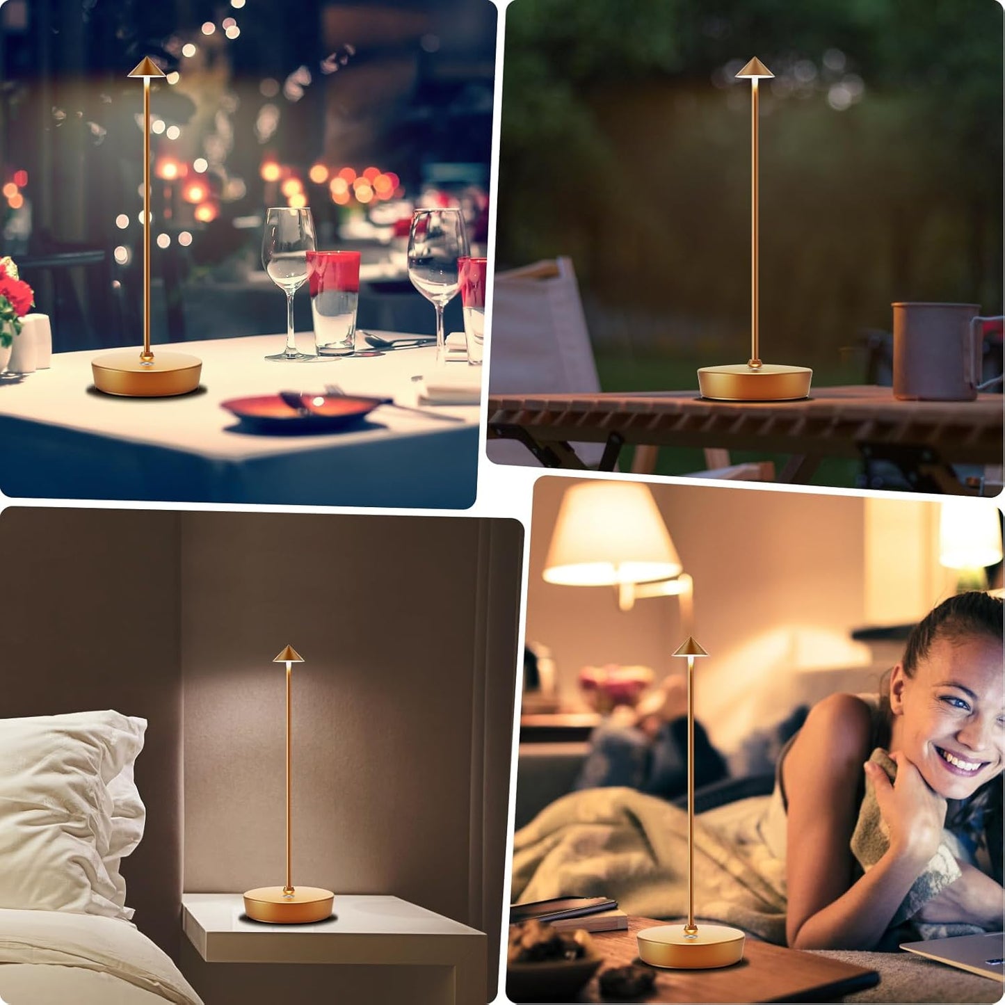 Rechargeable Cordless Table Lamp, Portable Powered LED Battery 6000mAh Metal USB Desk Lamp, 3 Levels Brightness Light