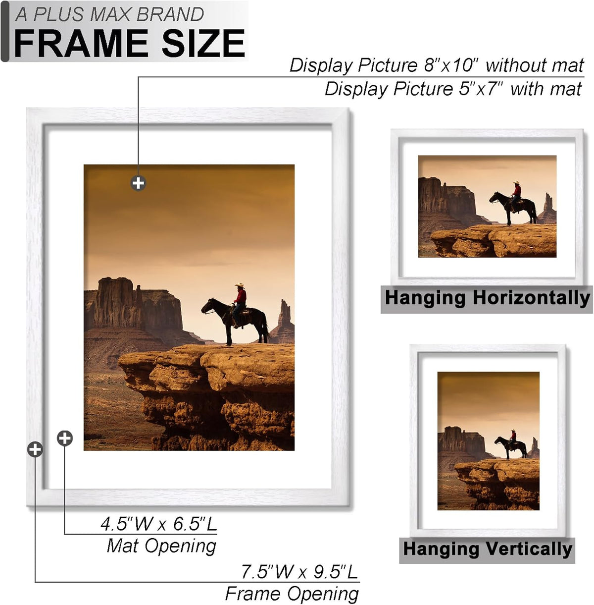 8x10 Picture Frame Set of 10 White Light Weight Tabletop and Wall Mount | 8 x 10 Inch White Wood-grain Engineered Wood