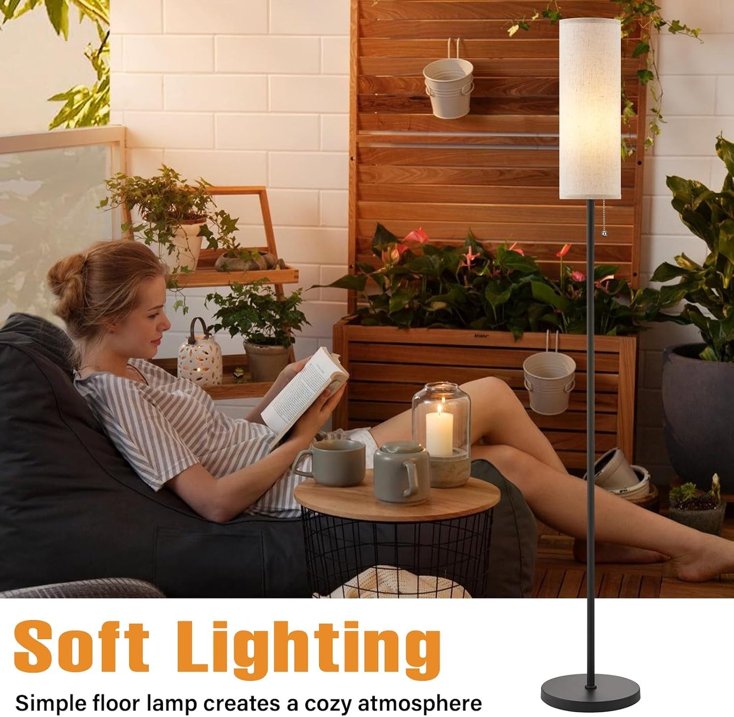 Tall Lamps / 64'' Floor Lamp / Beige / 64.56 Inches