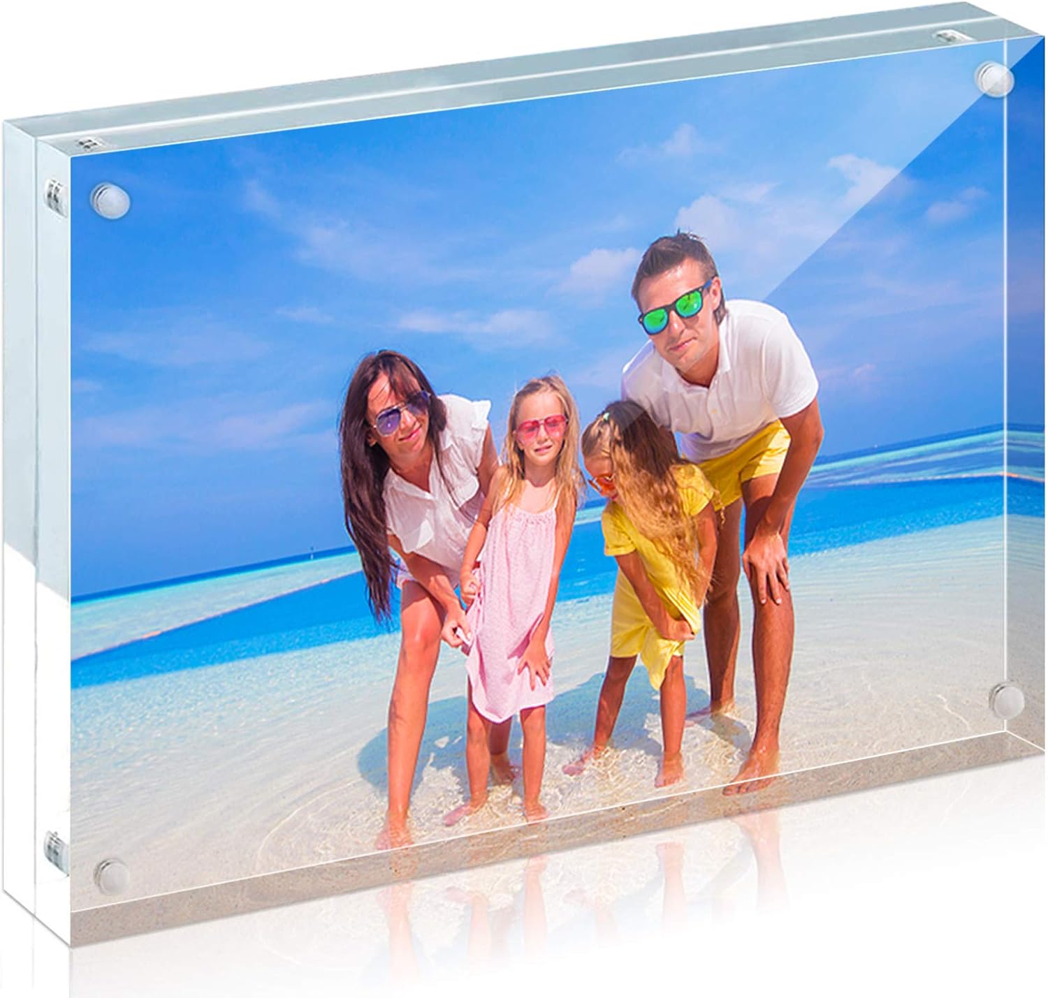 HELPLEX Acrylic Frame, 2 Pack 4x6 Acrylic Picture Frames, 20mm Thicker Frameless Clear Frame Double Sided Magnetic