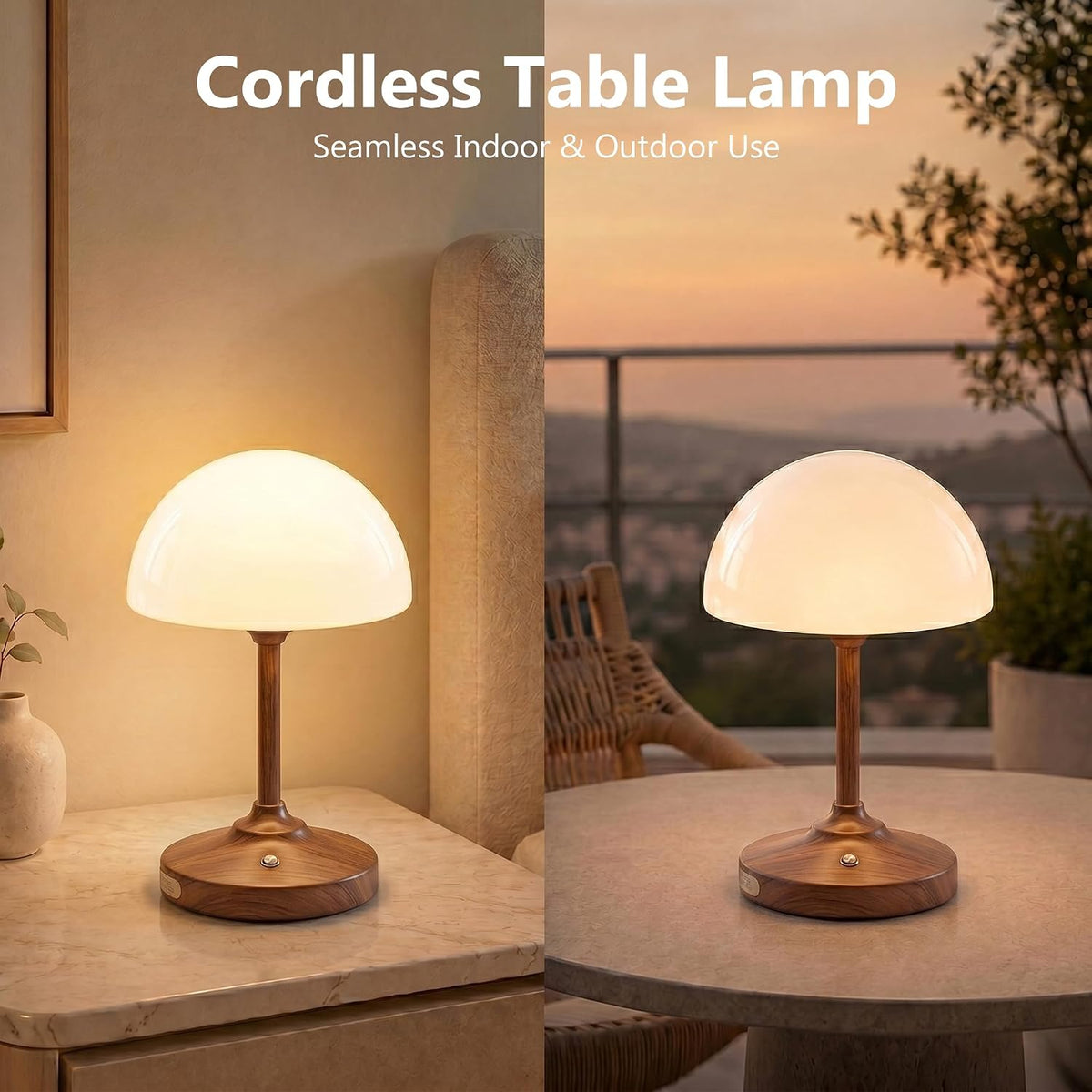 Table Lamp Cordless Lamp,5000mAh Rechargeble Battery Operated Lamp | 11.02" Small Bedside Desk Lamps for Living Room