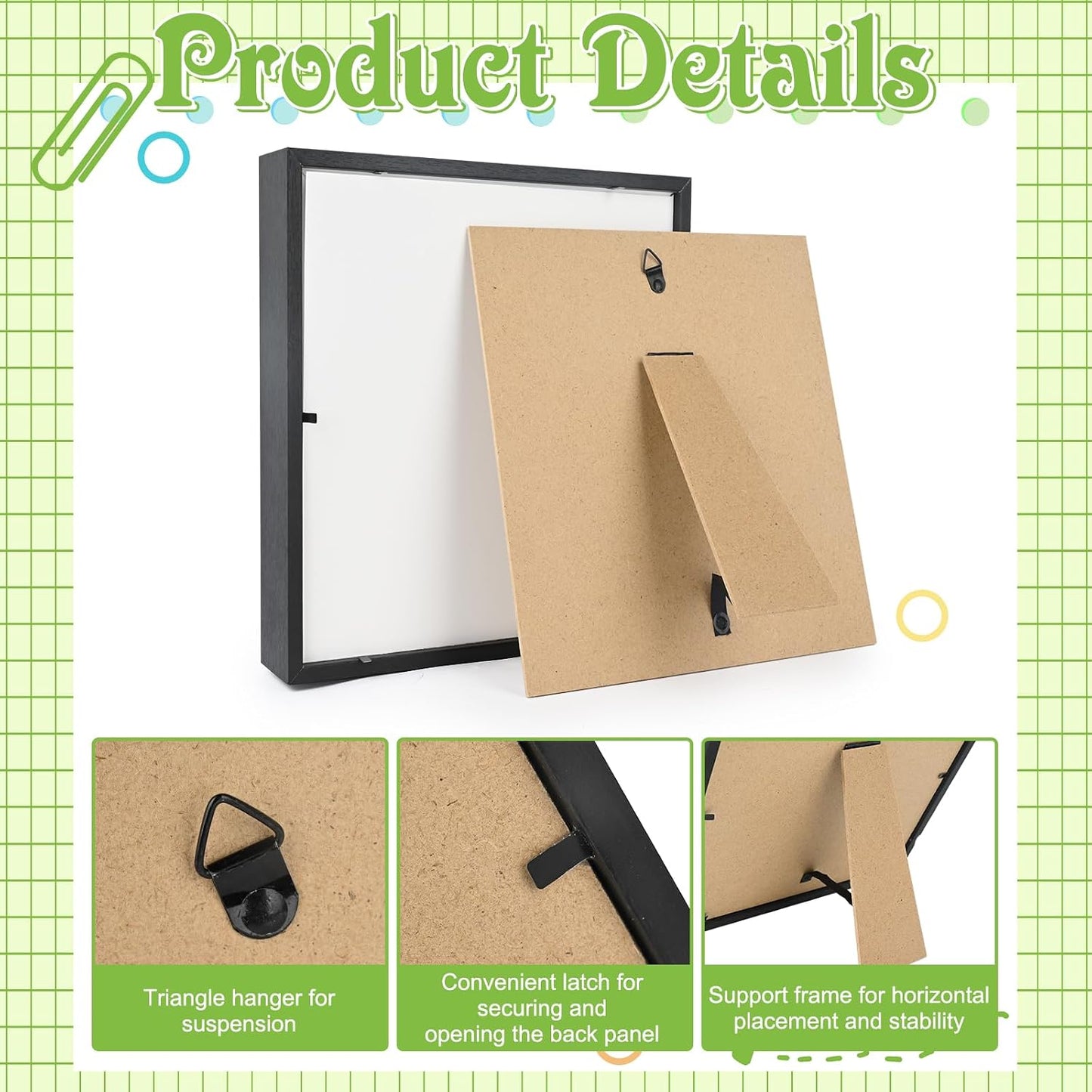 4 Pack 5 x 7in Shadow Box Frame, Shadow Boxes Display Cases with Adhesive Tape, 3D Picture Frame for Baby Items Wedding