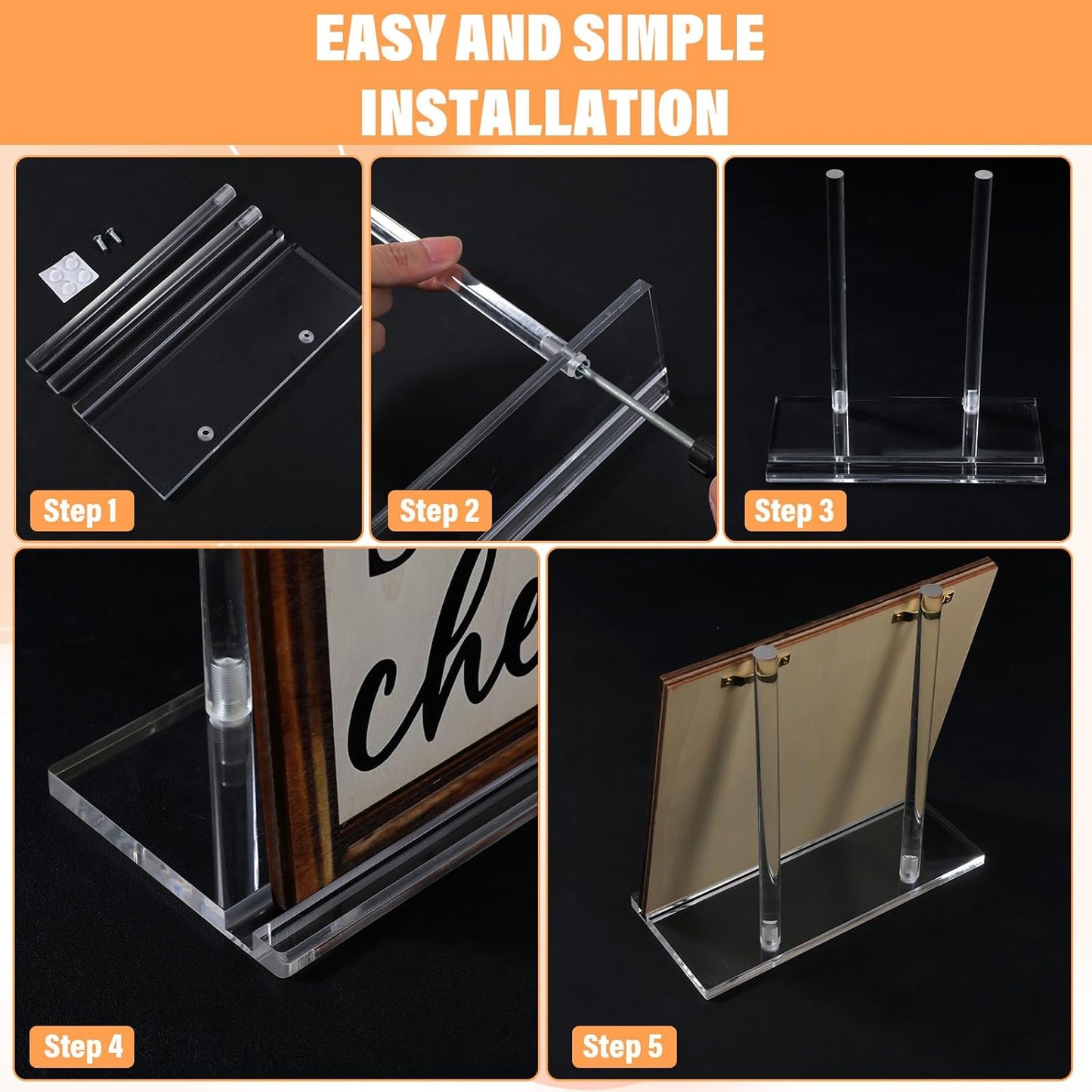 Acrylic Display Stand Easel Book Display Holder For Tabletop Artwork Storage Rack Picture / Clear