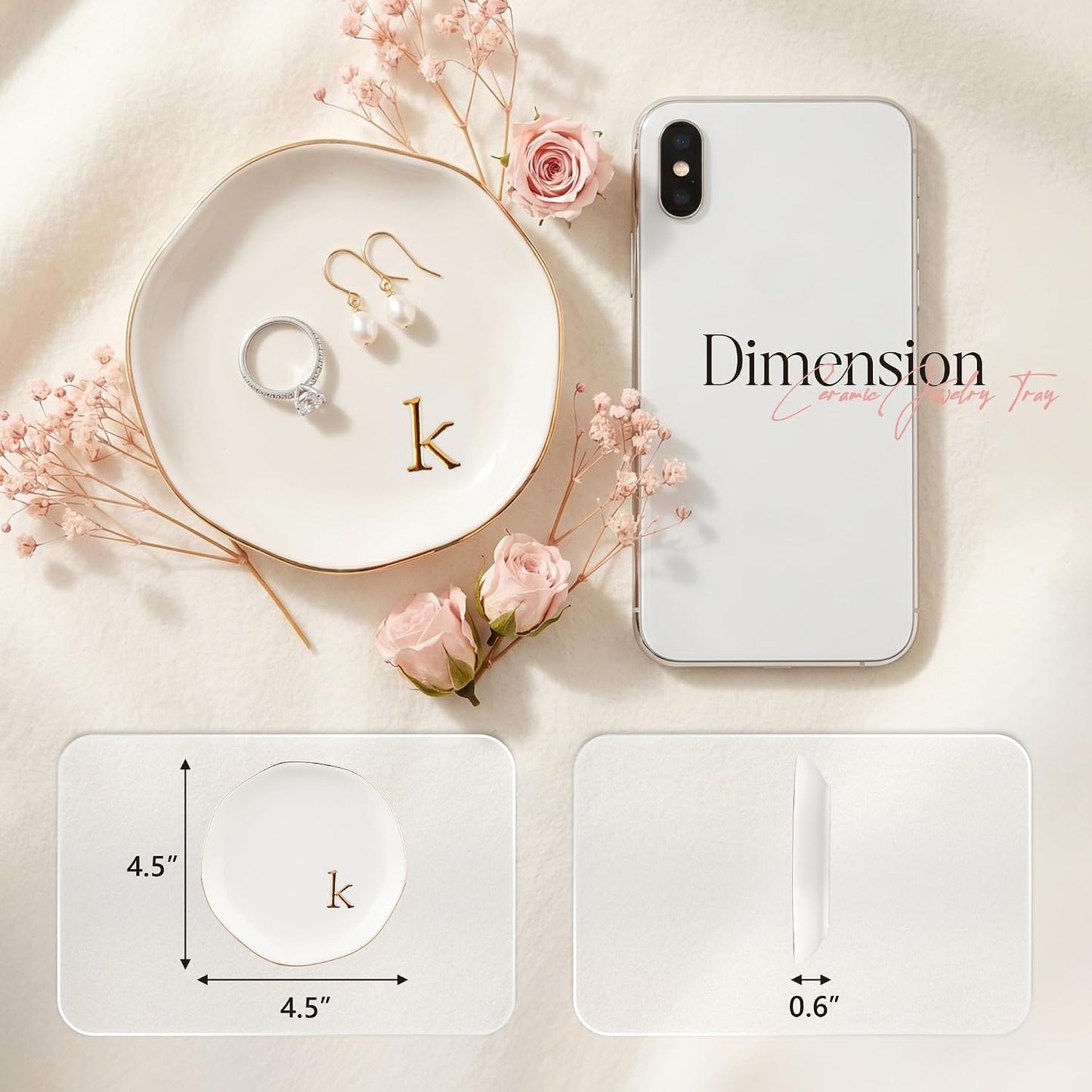 Ceramic Jewelry Tray / K / White