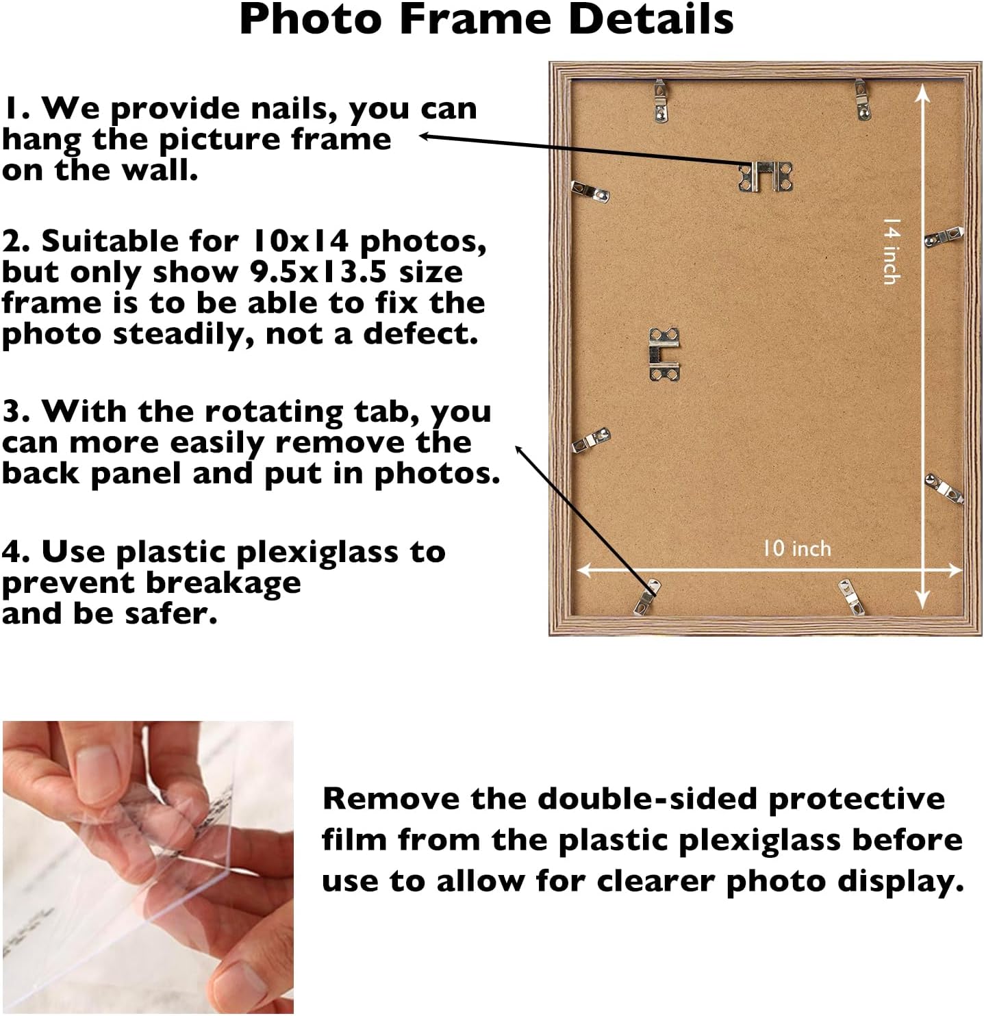 JCJMY 10x14 Picture Frame Set of 4 for 30 x 40cm Diamond Art Painting, Wall Mounting Horizontally or Vertically, 10 x
