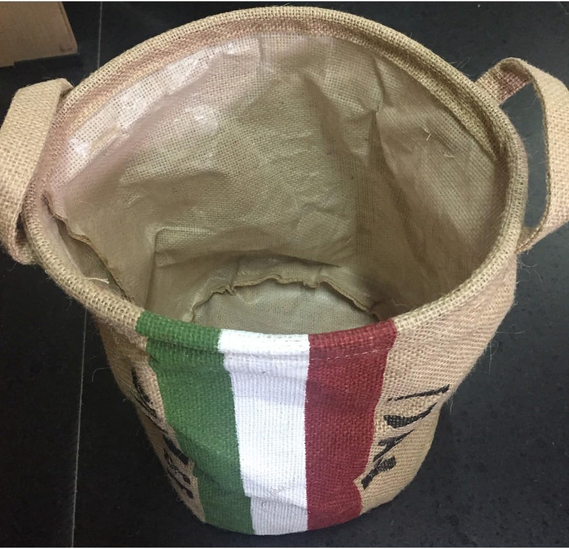 Burlap Woven Storage Basket Collapsible Vintage / Italy Flag