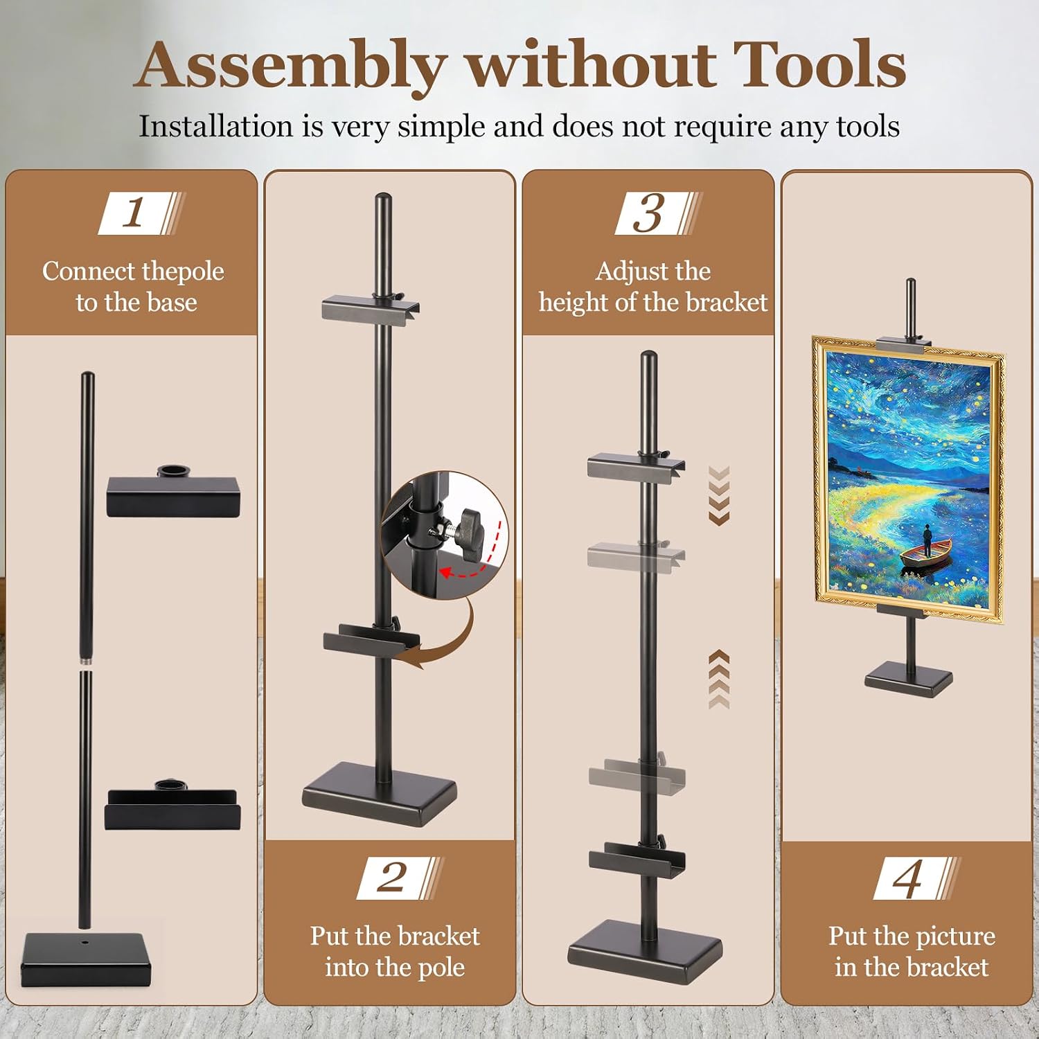 30'' Adjustable Tabletop Easel Stand, Black Easel for Display | Steady and Elegant Picture Easels for Display, Picture