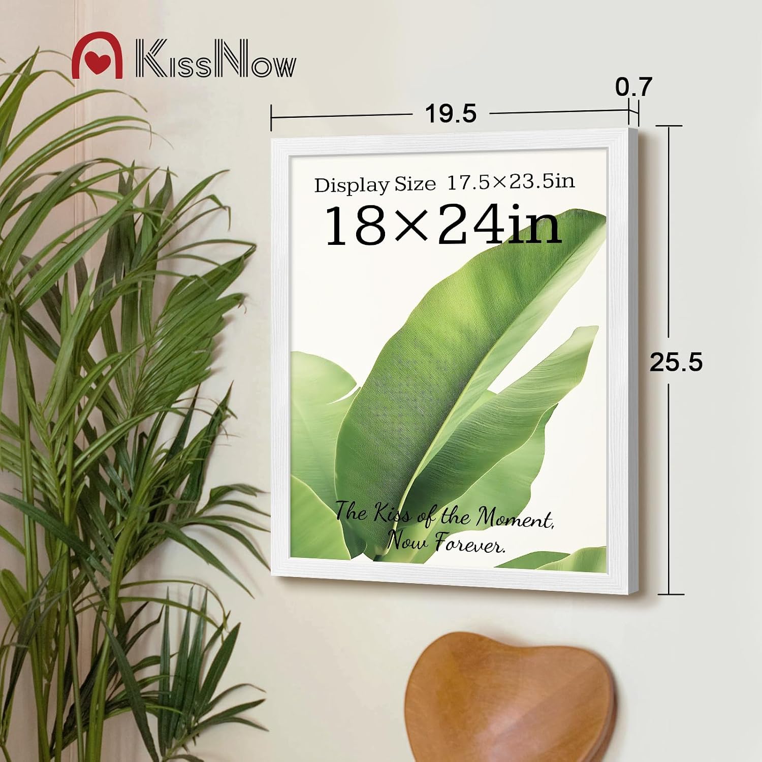 18x24 Poster Frame, White Solid Wood, 2 Pack, Wall Hanging for Art | Thick & Wide Border, HD Plexiglass, Horizontal or