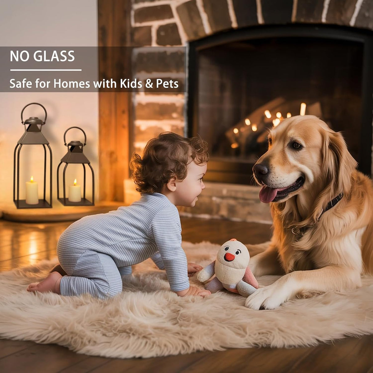 Decorative Metal Lanterns Indoor Outdoor, Candle Holder for Porch, Patio, Fireplace, Floor, Wedding, Christmas, Fall