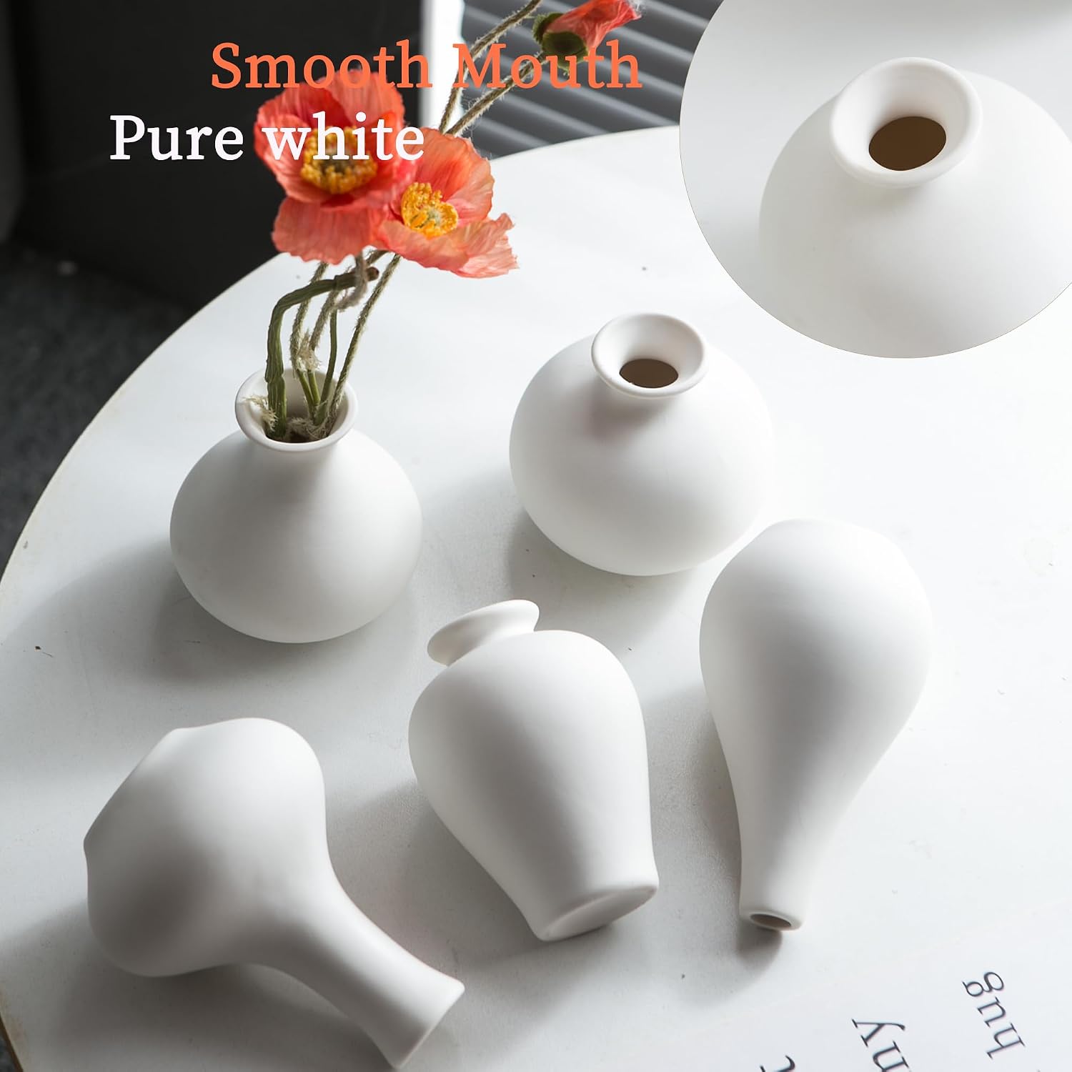 Modern White Vase / White Small Vase / Set of 5