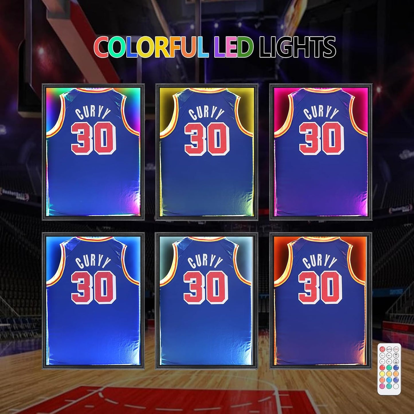 LED Large Lockable Jersey Shadow Box UV Acrylic for Sports Jersey | LED remote lights,shatterproof acrylic,anti-theft