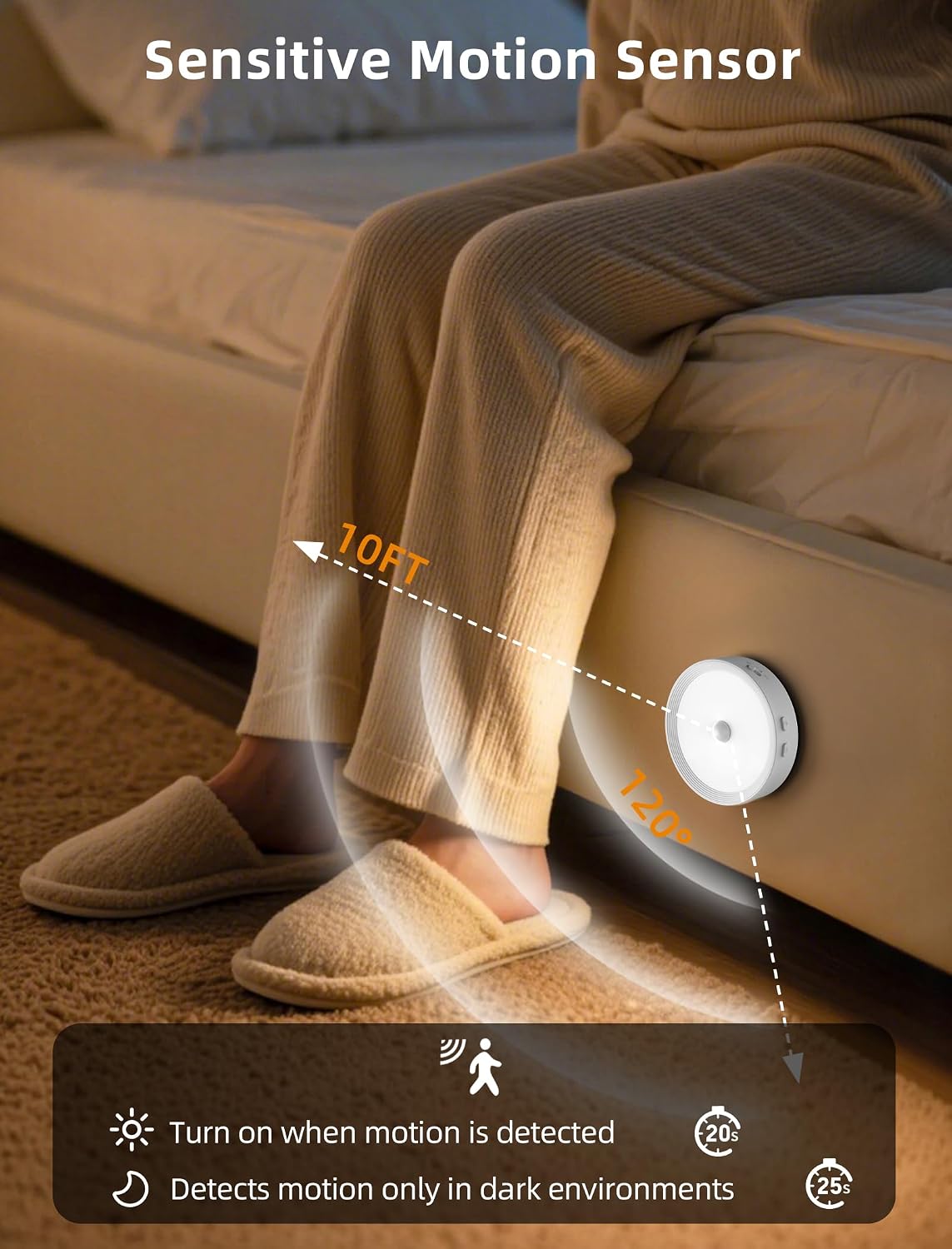 4PACK Rechargeable Puck Lights with Remote Motion Sensor Light indoor White | 3 color temps & 12 RGB, dimmable