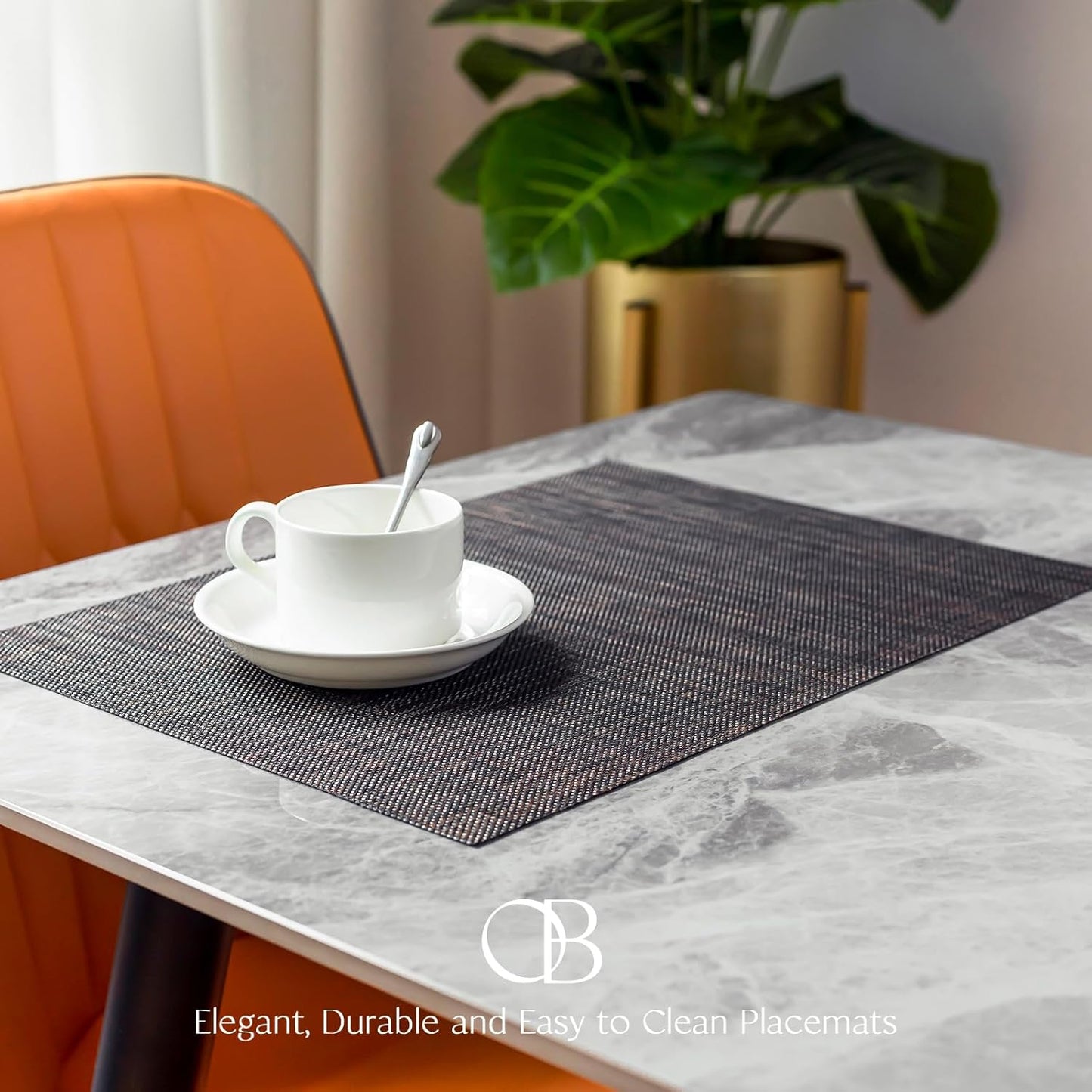 Placemats Set of 12 - Easy Clean Woven Vinyl Placemats for Dining Table, Indoor/Outdoor Place Mats, Washable PVC Table