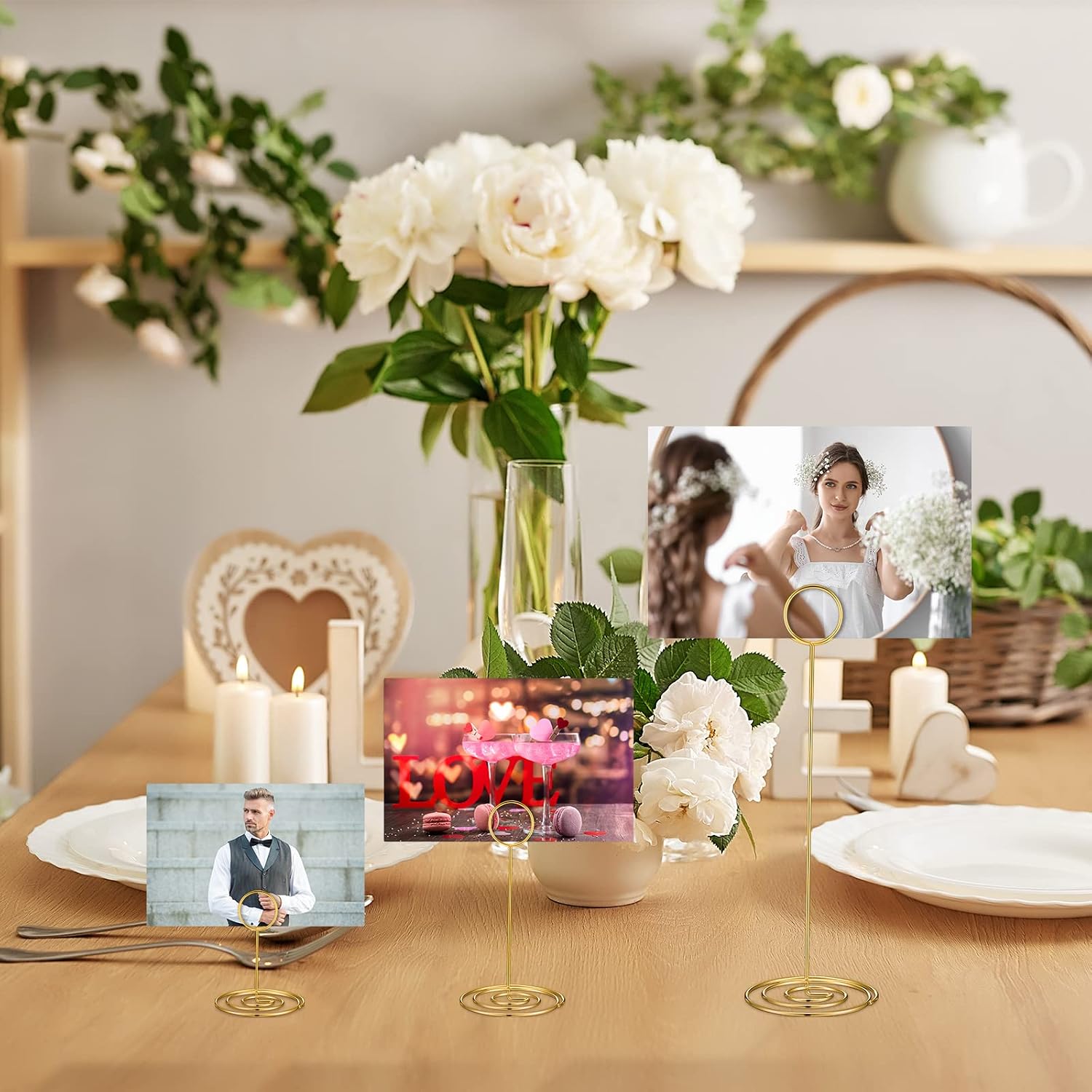 Teling 36 Pieces Table Number Holders 3 Size Place Card Holder Name Numbers Menu Memo Note Card Picture Photo Clip