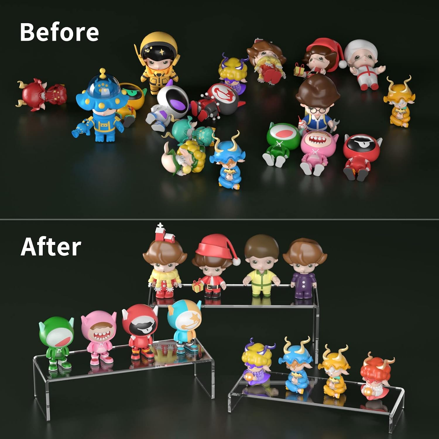 Acrylic Display Riser, 3 Step 12" Large Acrylic Risers | Thickened to 5mm Clear Rectangular Display Shelf for Cupcake