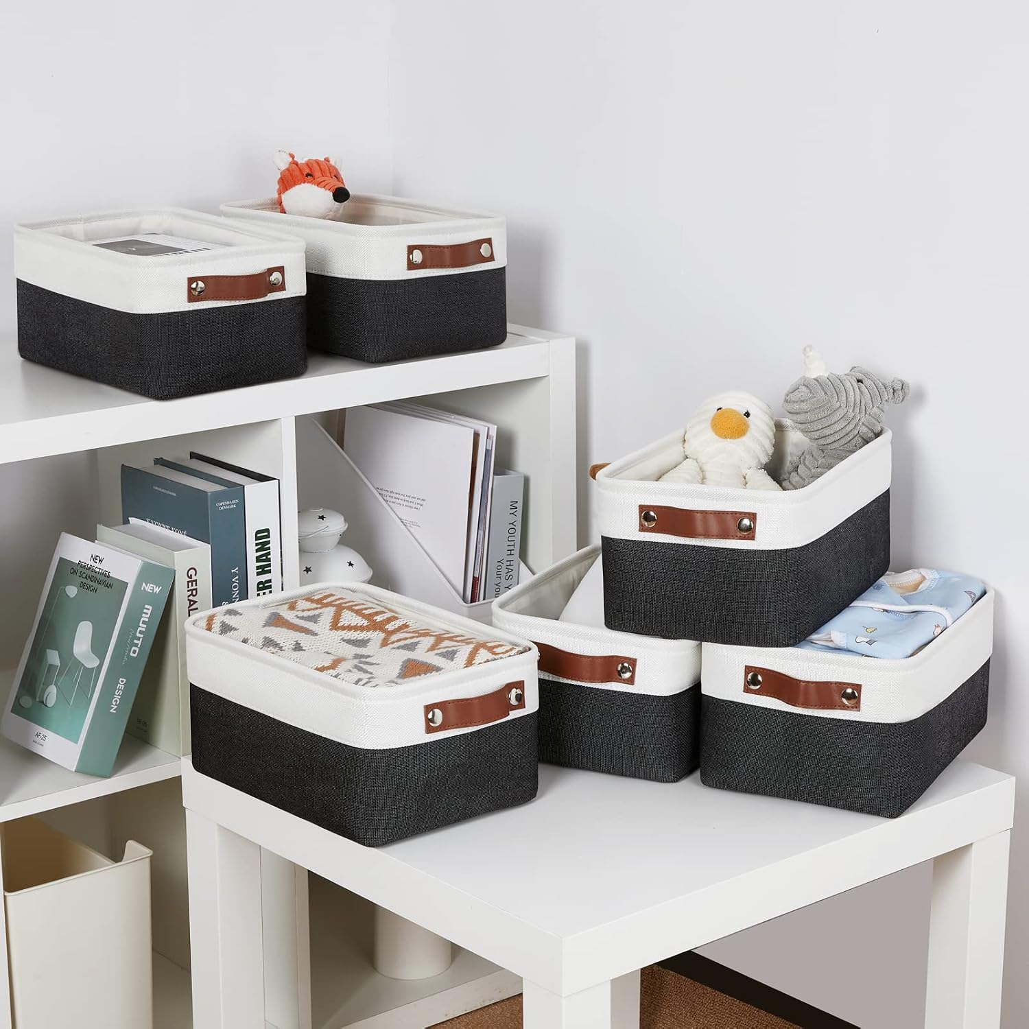 Small Storage Baskets / White&black / 11.8 x 7.9 x 5.1 / Small/6p / Set of 6