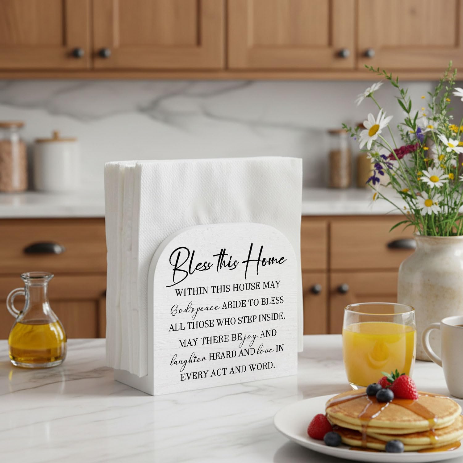 Wood Napkin Holder / Bless This Home