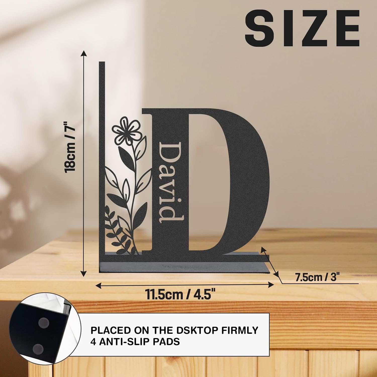 Personalized Name Metal Bookends / Color01 Monogram